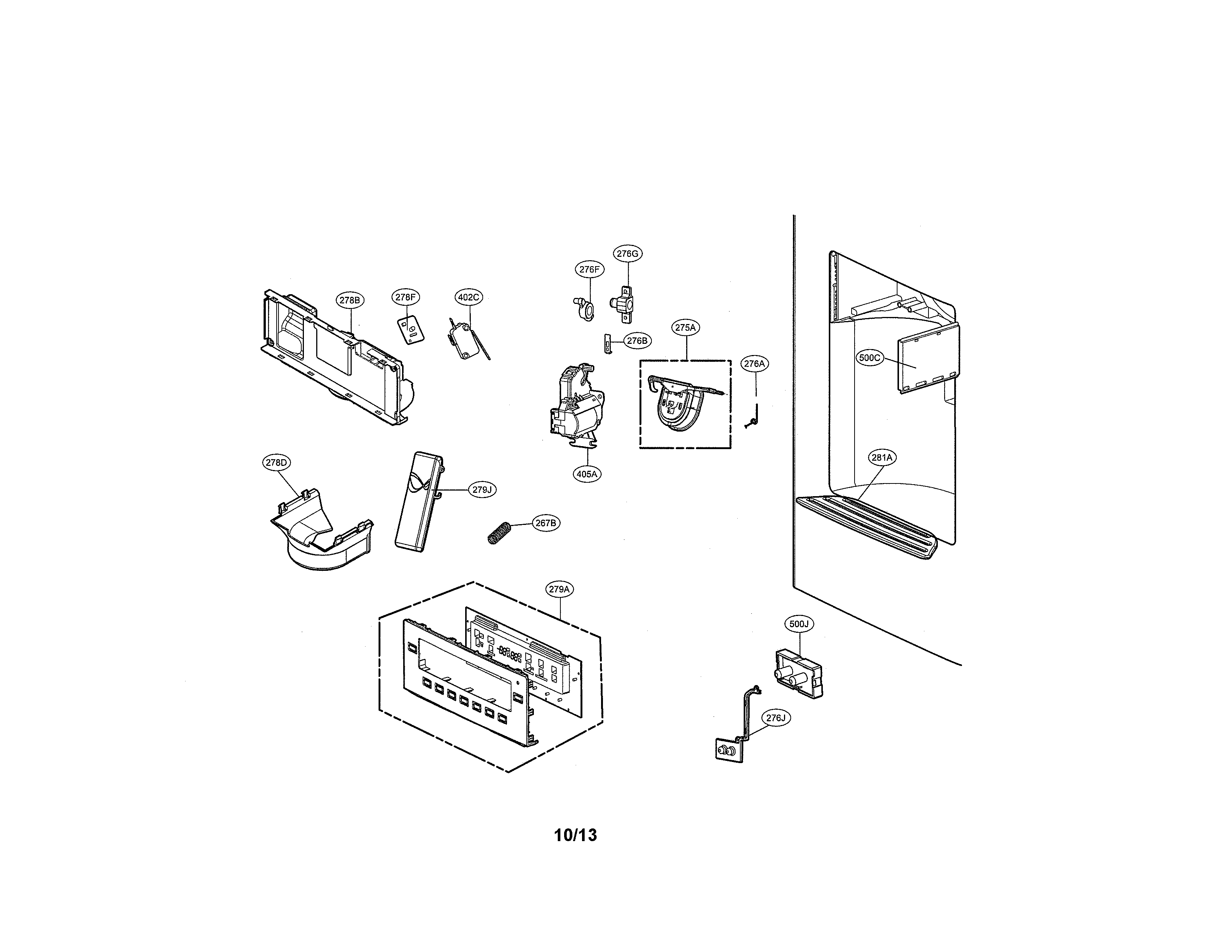 Kenmore Elite 79572093310 dispenser parts diagram