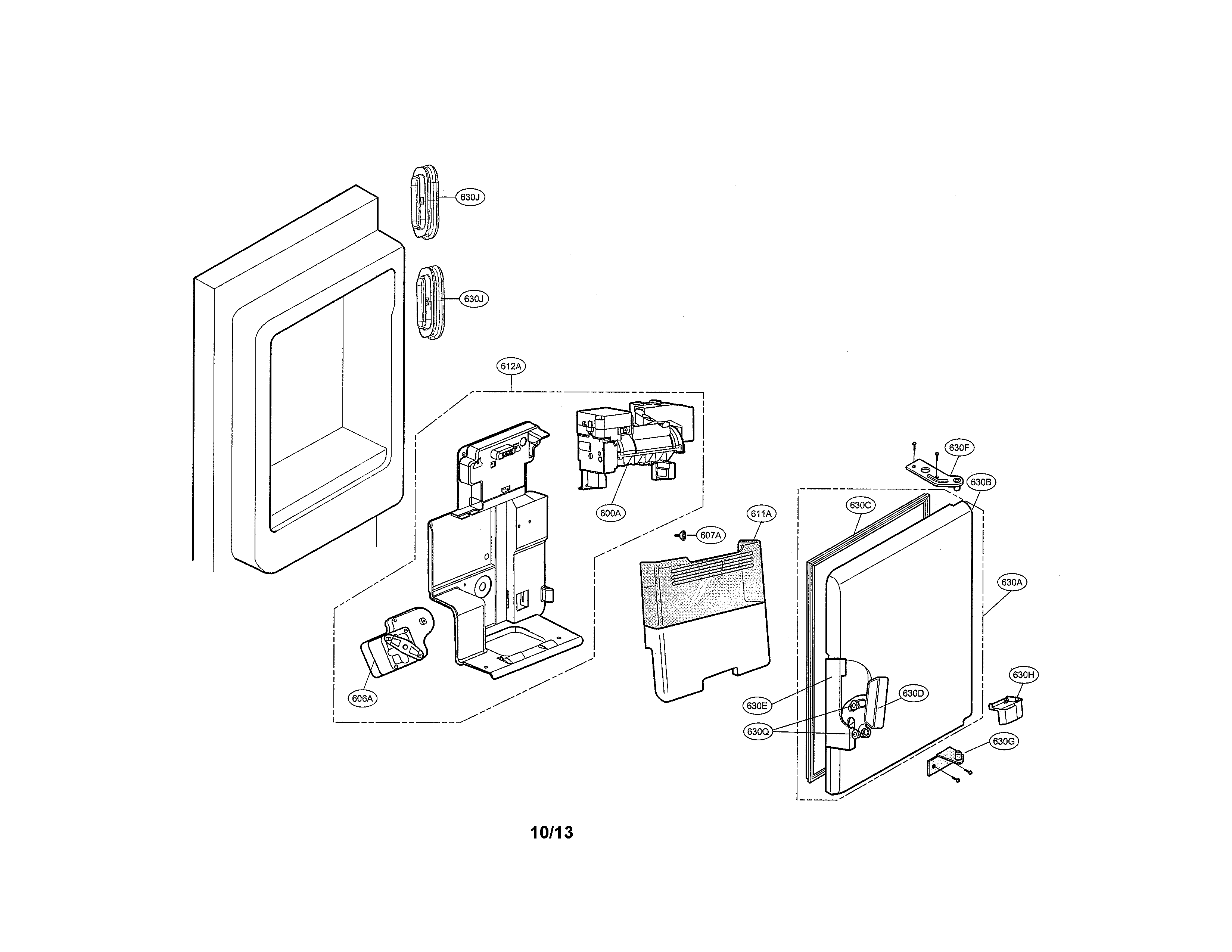 Kenmore Elite 79572093310 ice maker and ice bin parts diagram