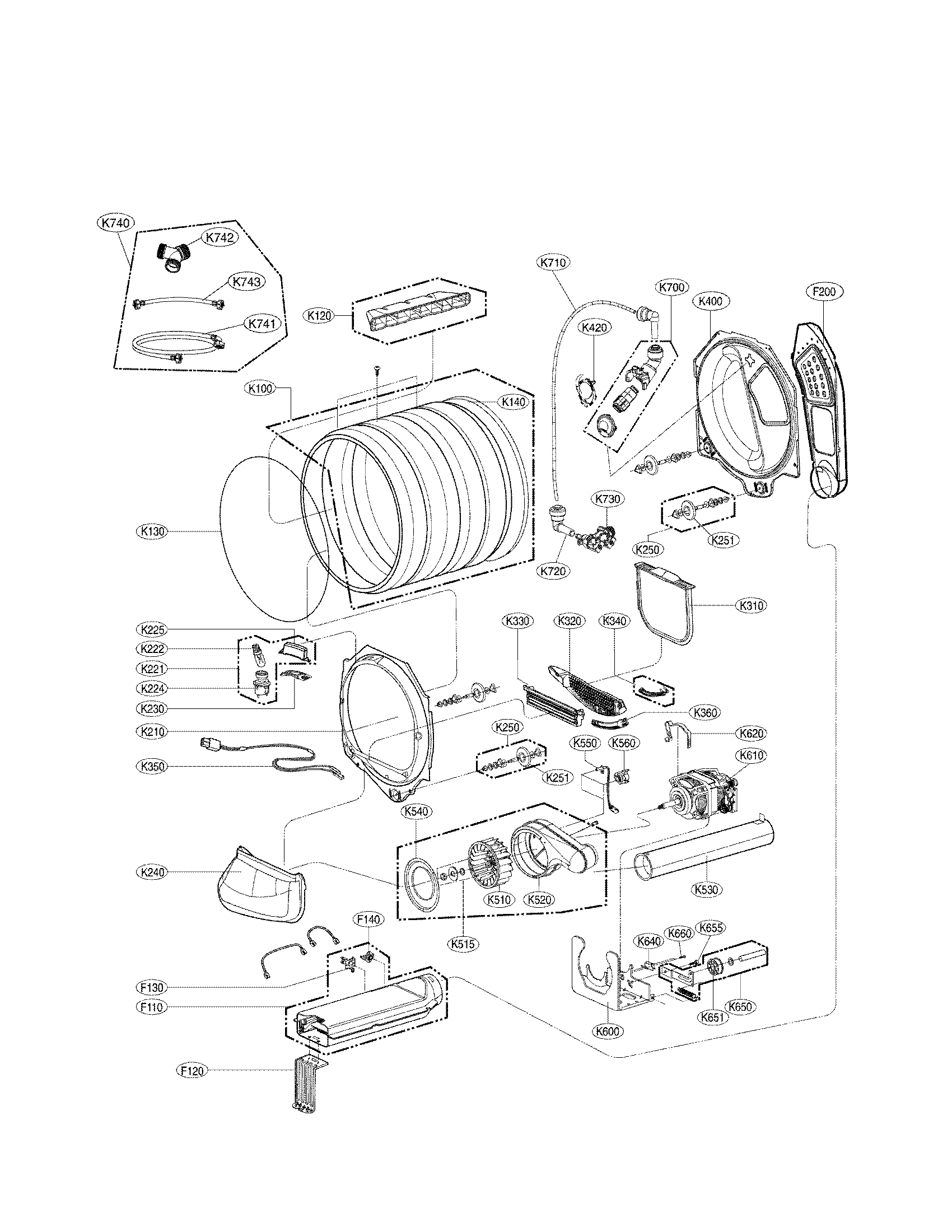 LG DLEY1201V drum and motor assembly parts diagram