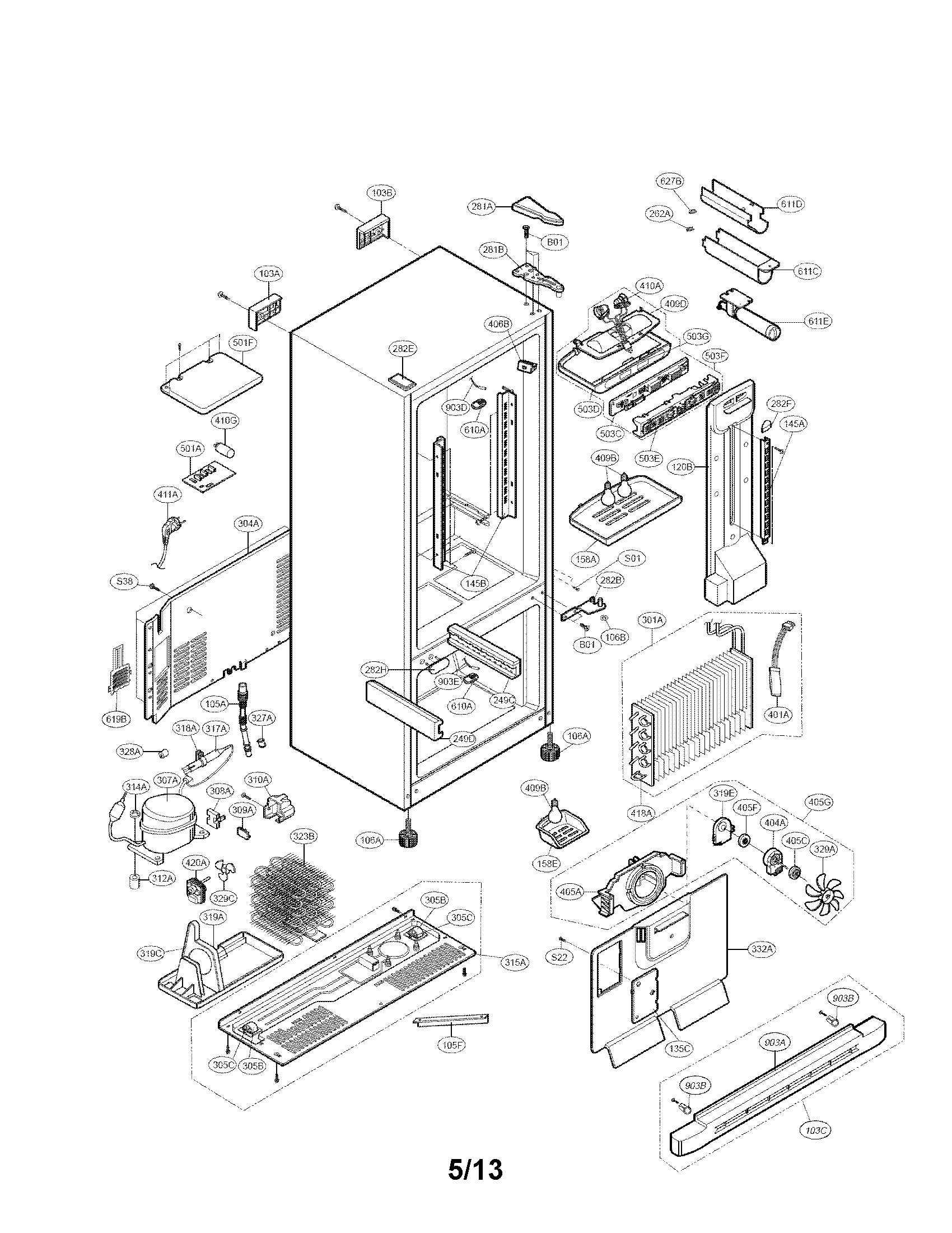 LG LRBC22544ST case parts diagram