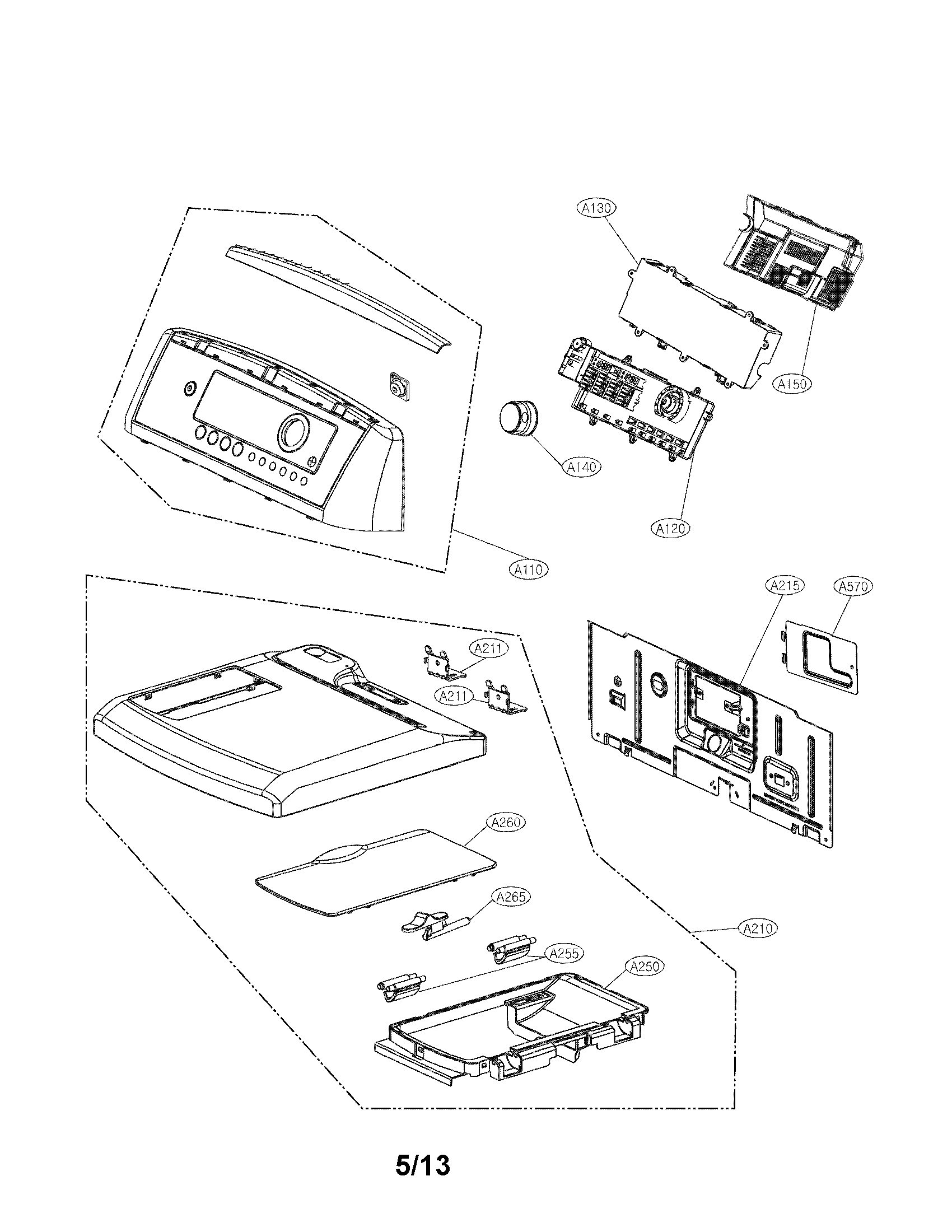 LG DLEX5170V control panel and plate assembly parts diagram