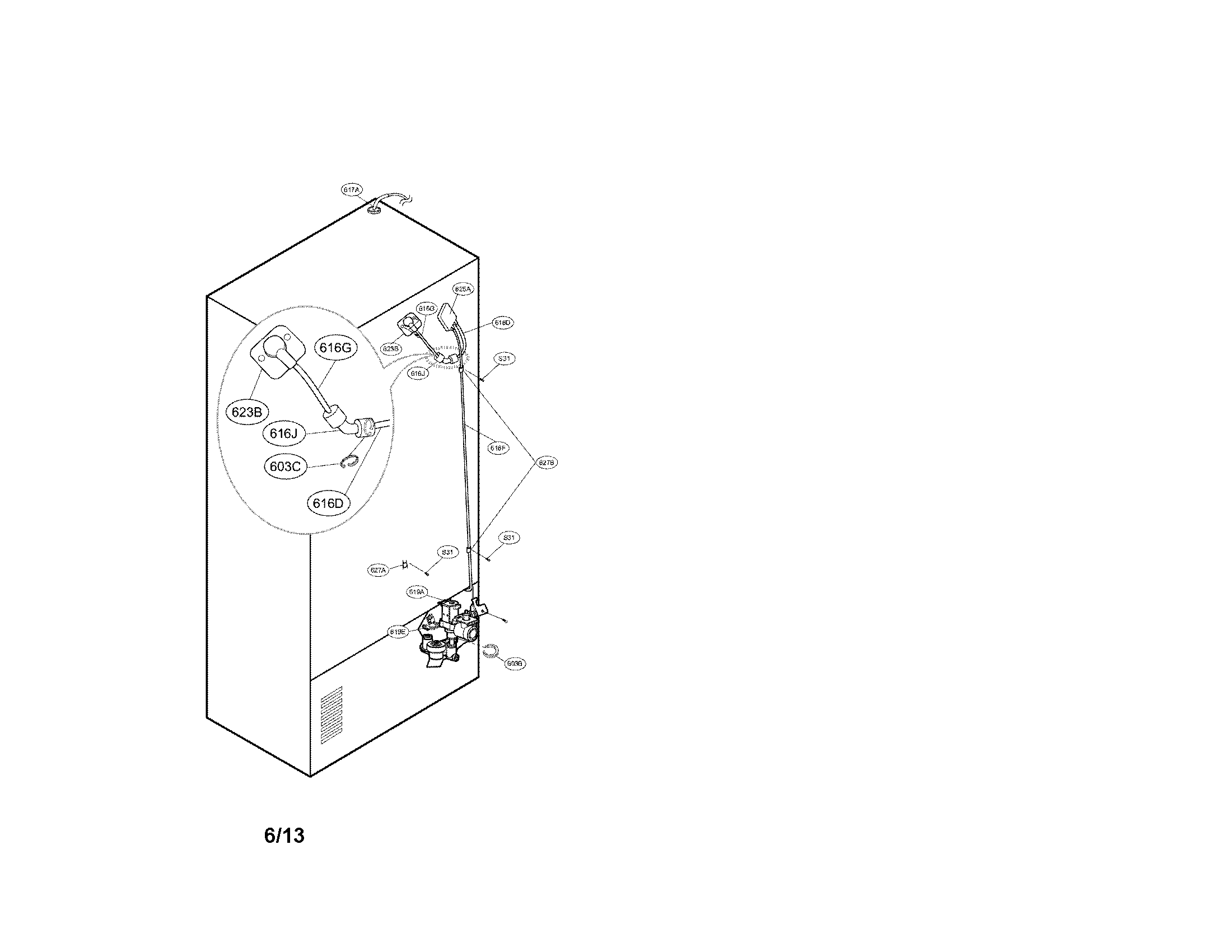 Kenmore 79572039112 valve and water tube parts diagram
