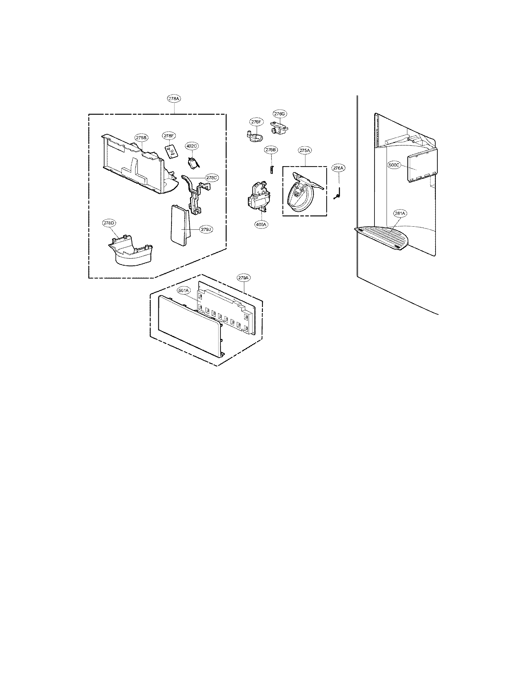 Kenmore 79572039112 dispenser parts diagram