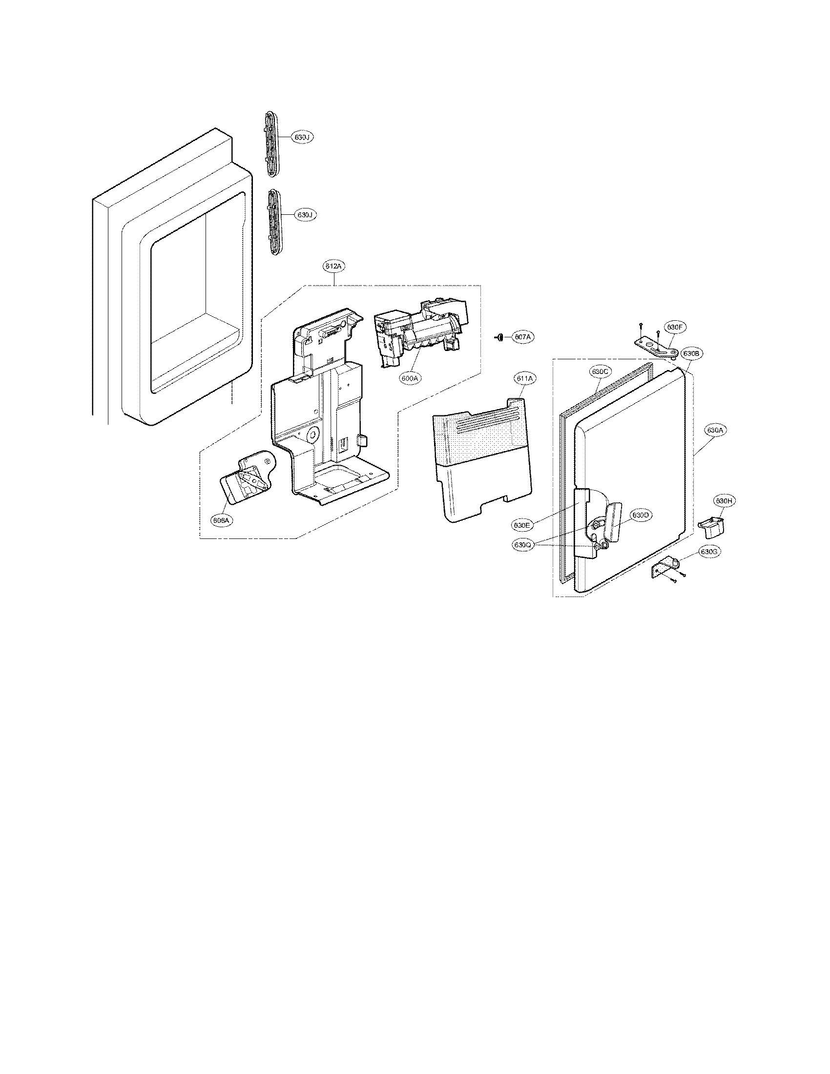 Kenmore 79572039112 ice maker and ice bank parts diagram