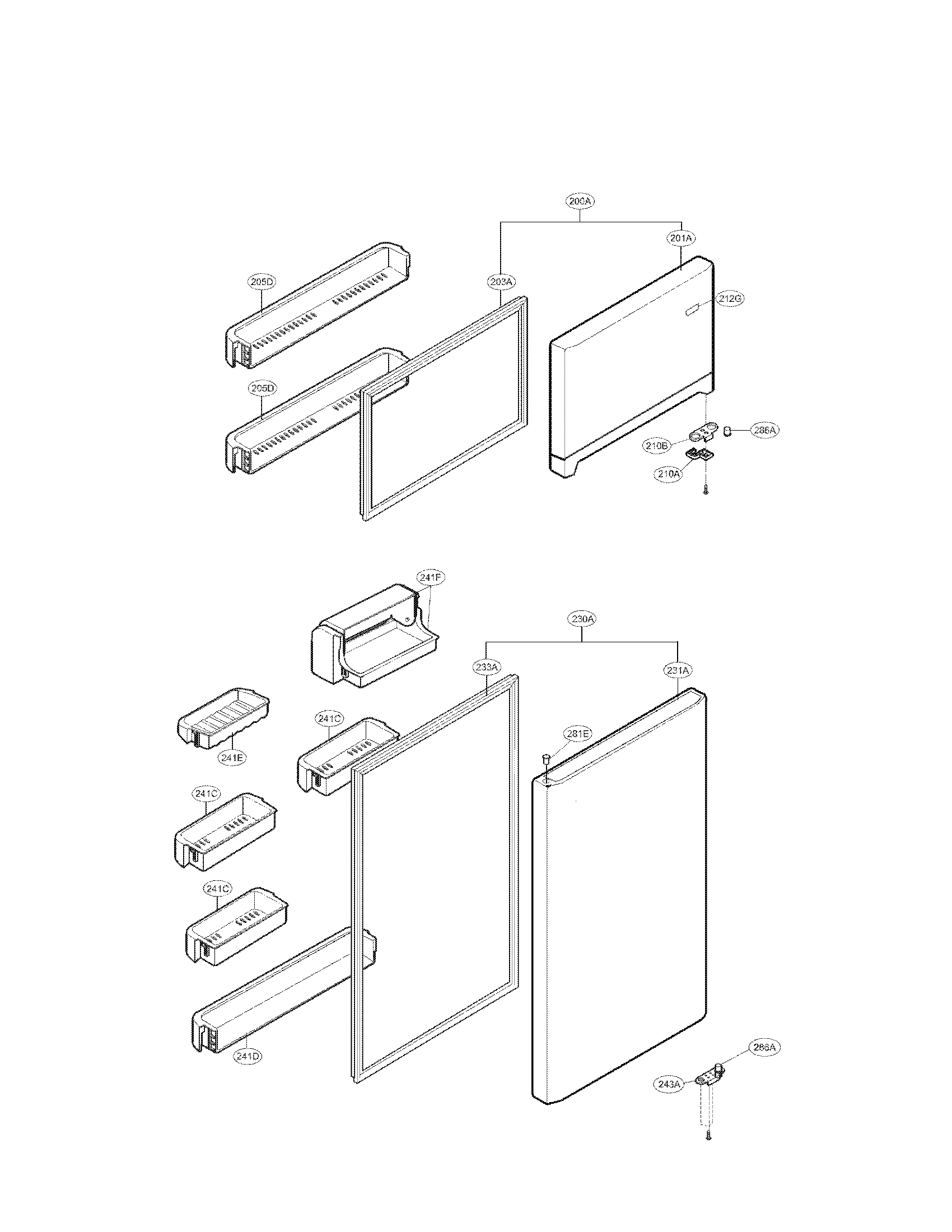LG LTC22350SS/00 door parts diagram
