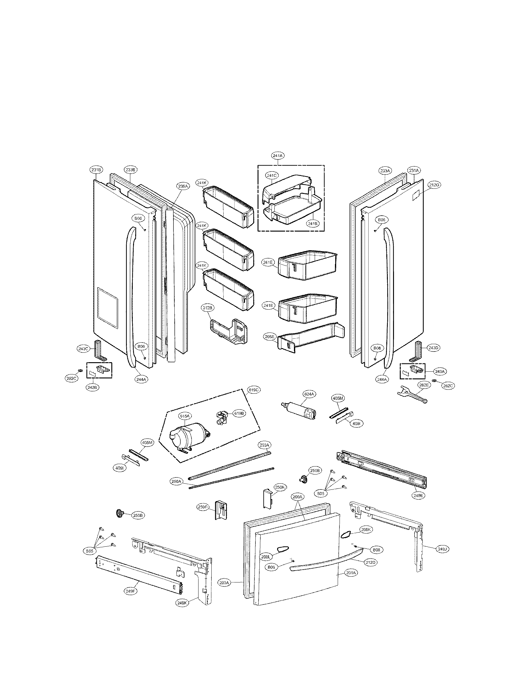 LG LFX29927ST/00 door parts diagram