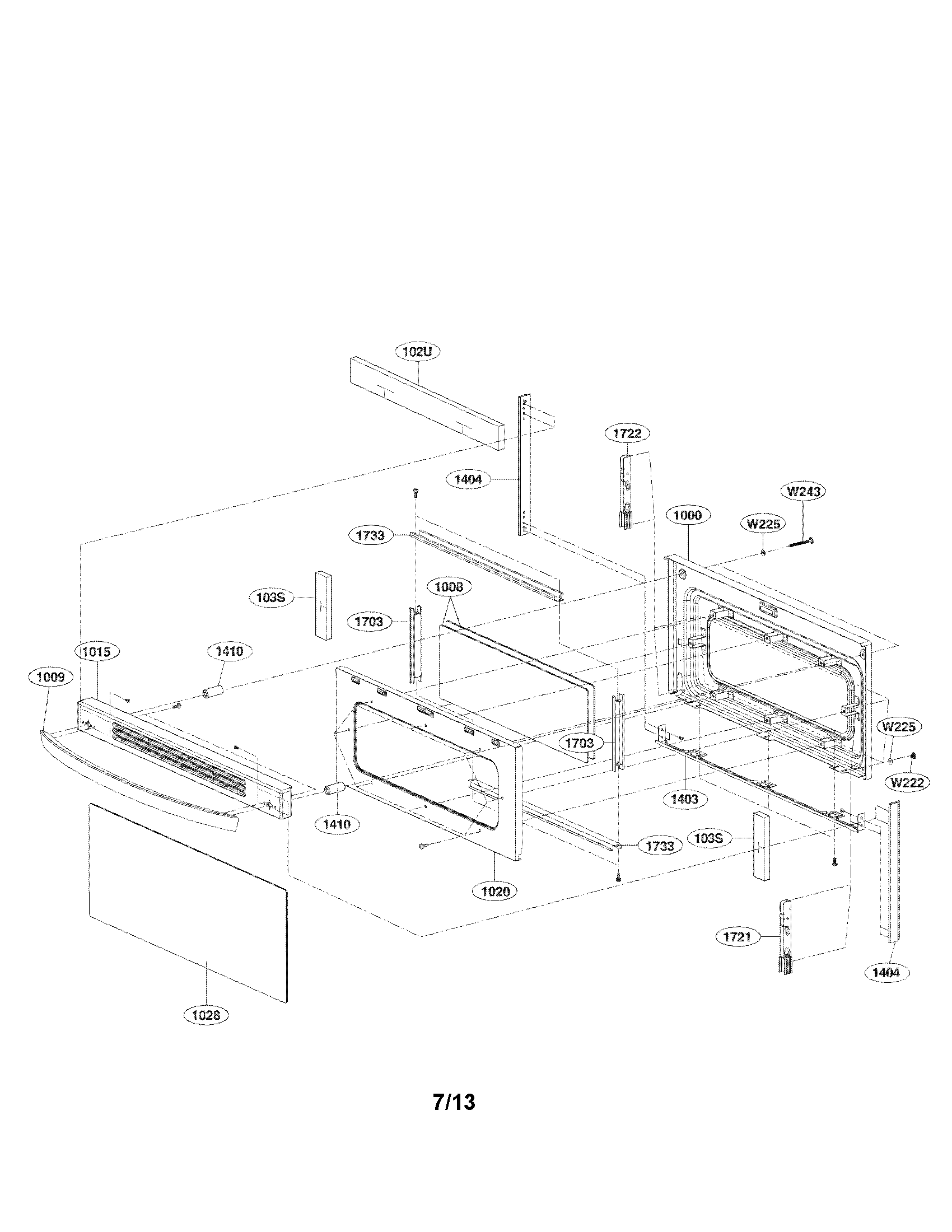 LG LDE3035SW upper door parts diagram
