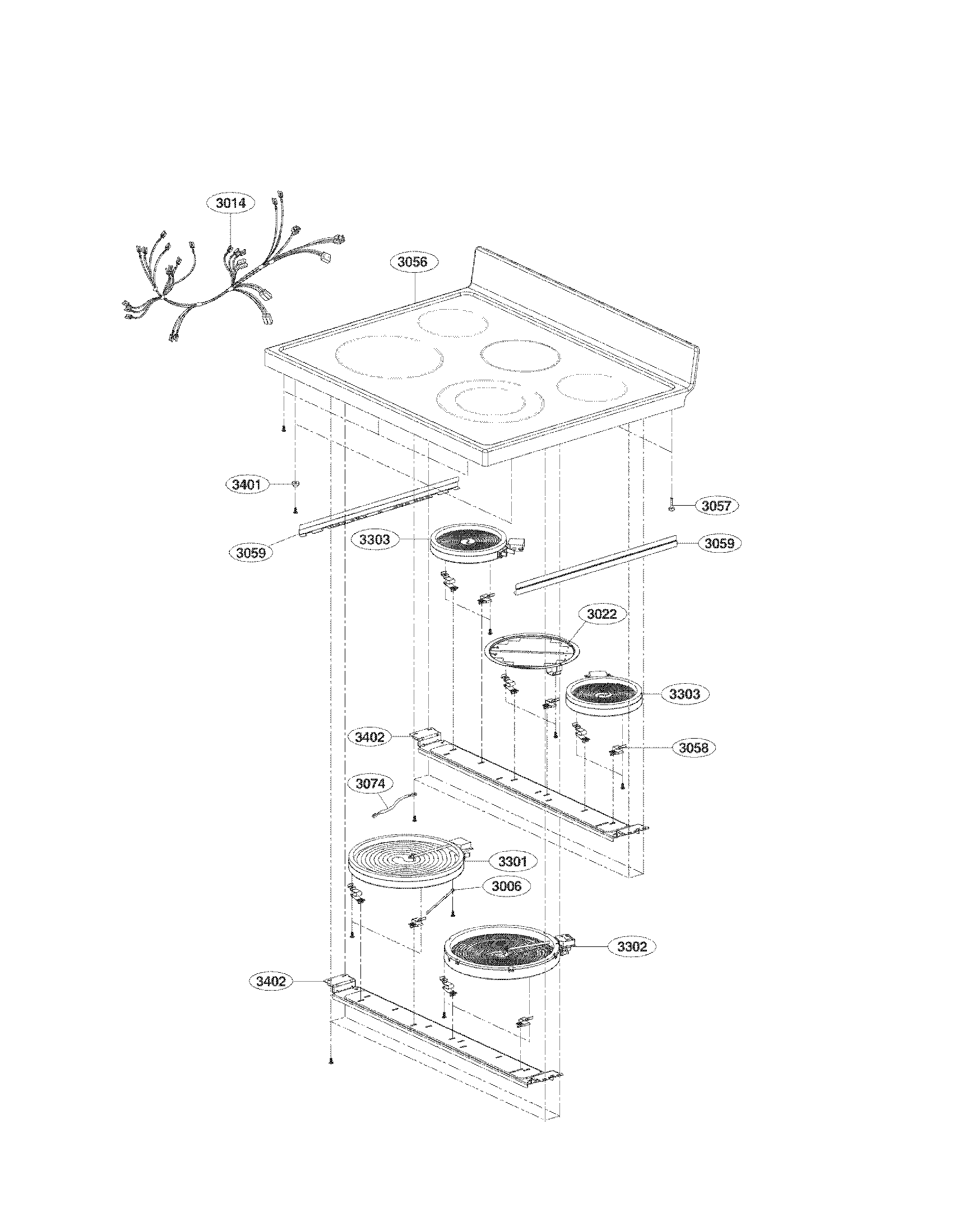LG LDE3035SW cooktop parts diagram