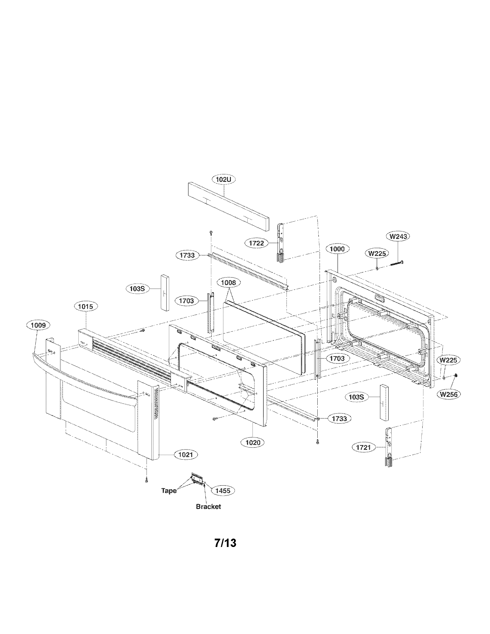 LG LDE3035ST upper door parts diagram