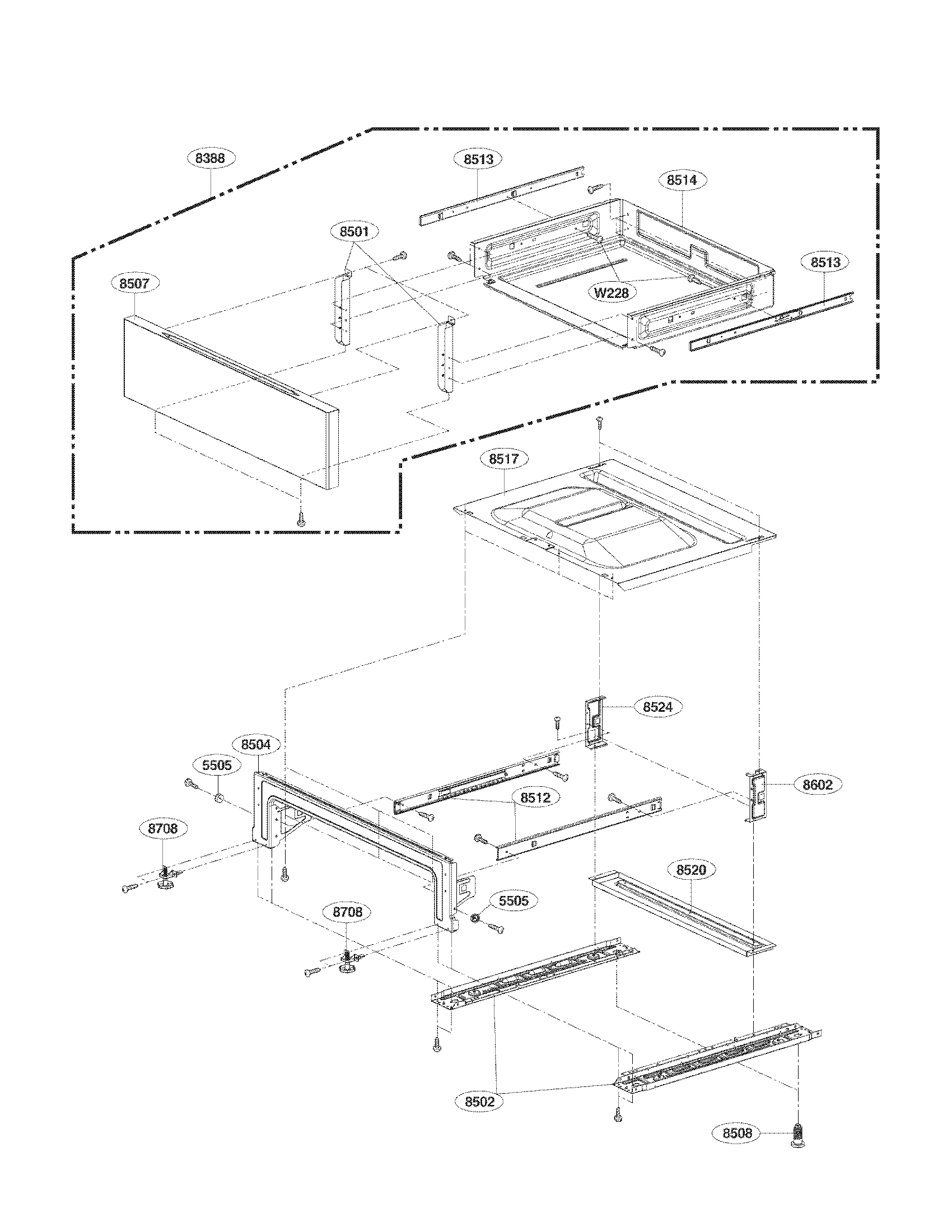 LG LRE3021ST/00 drawer parts diagram