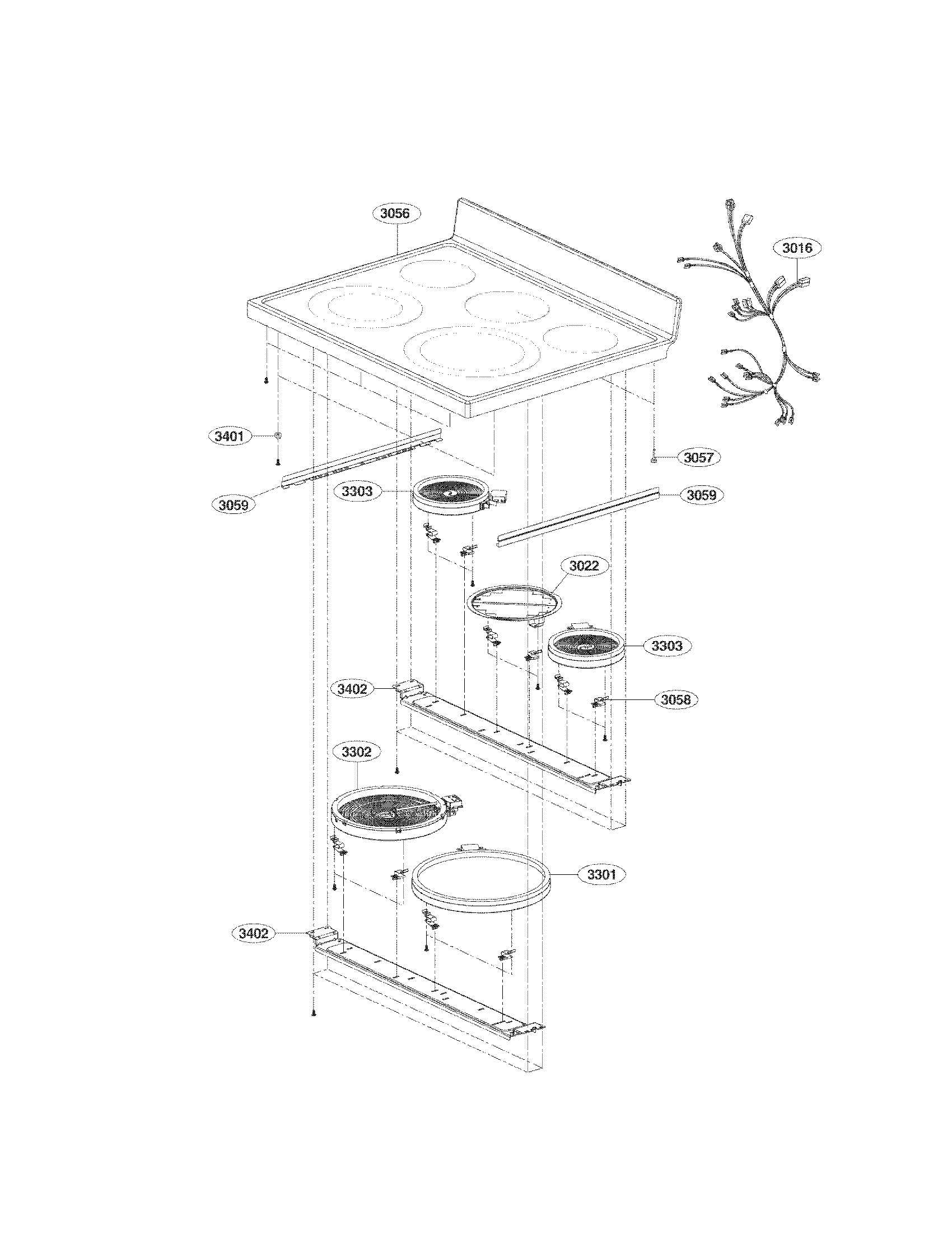 LG LDE3037ST/00 cooktop parts diagram