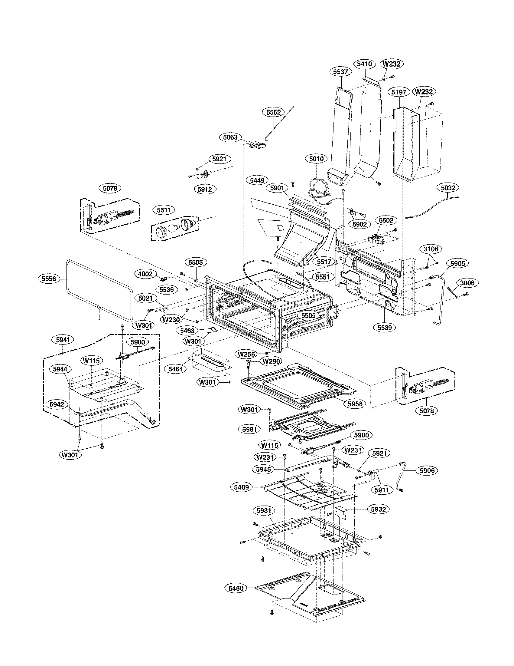 LG LDG3031ST upper cavity parts diagram