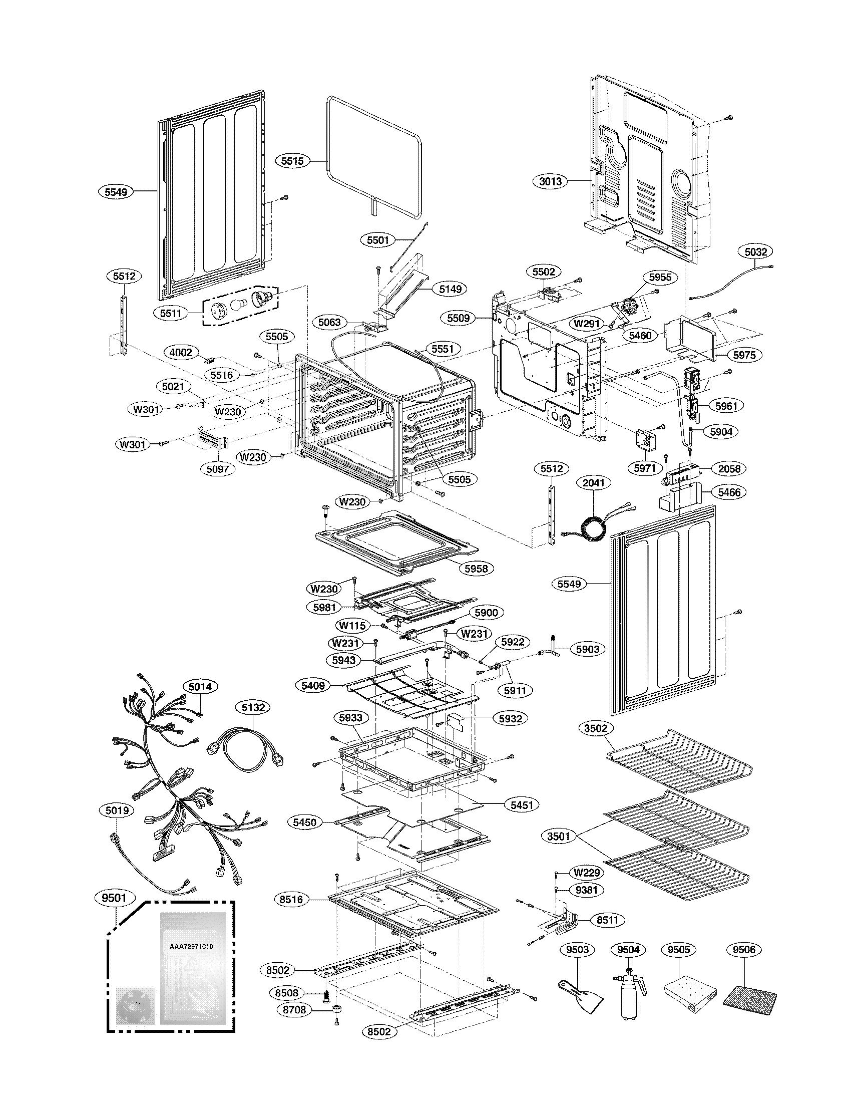 LG LDG3031ST lower cavity parts diagram