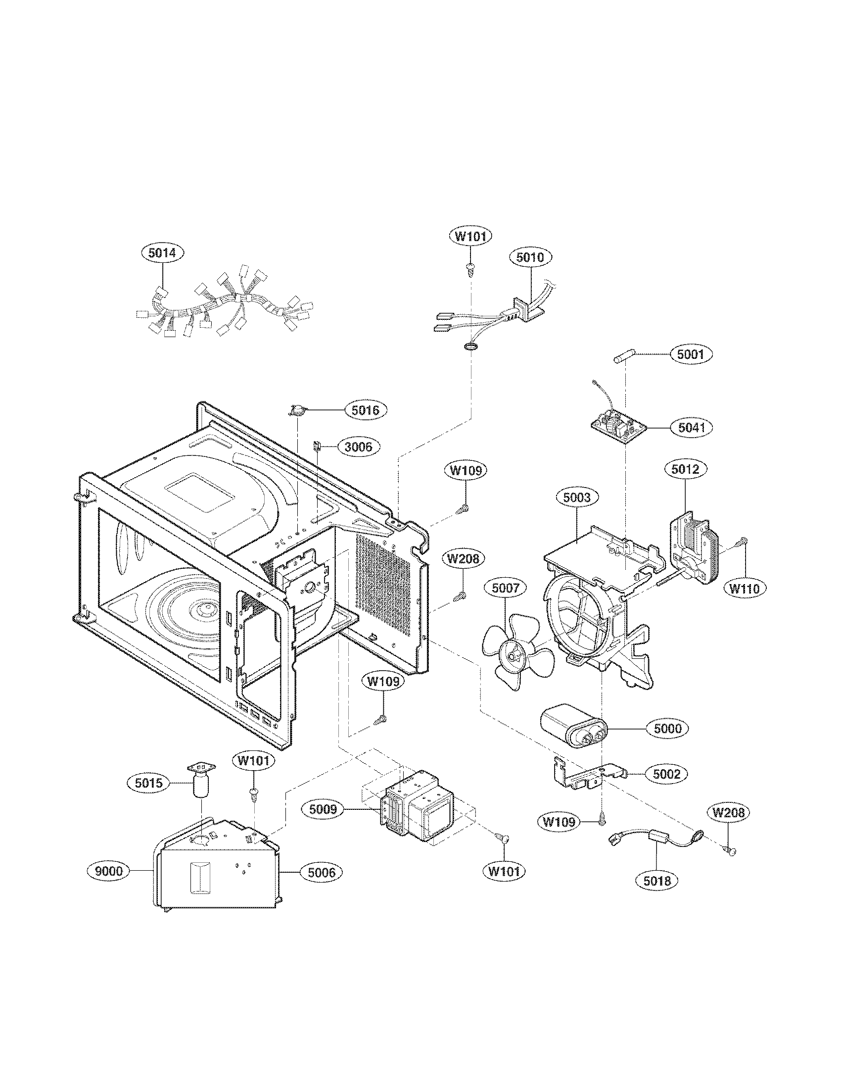 Kenmore 72169123010 interior parts diagram