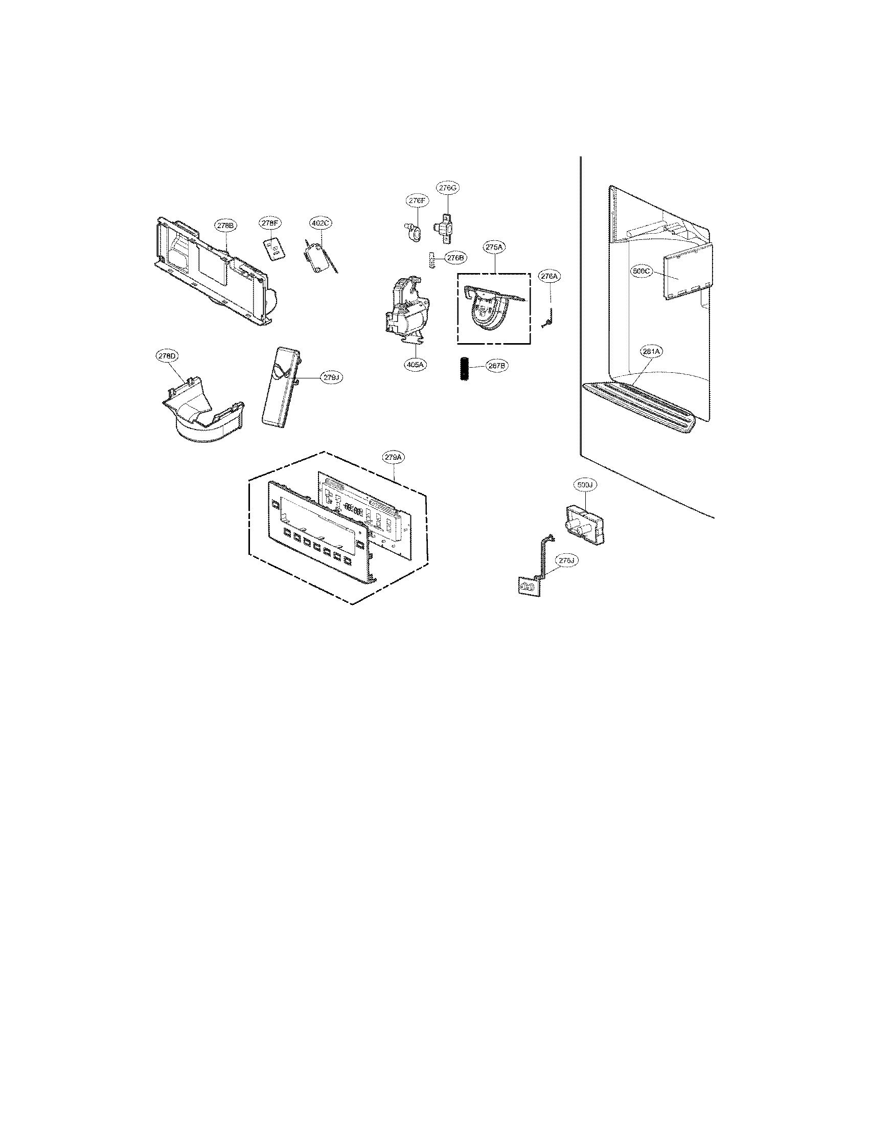 Kenmore Elite 79572373310 dispenser parts diagram