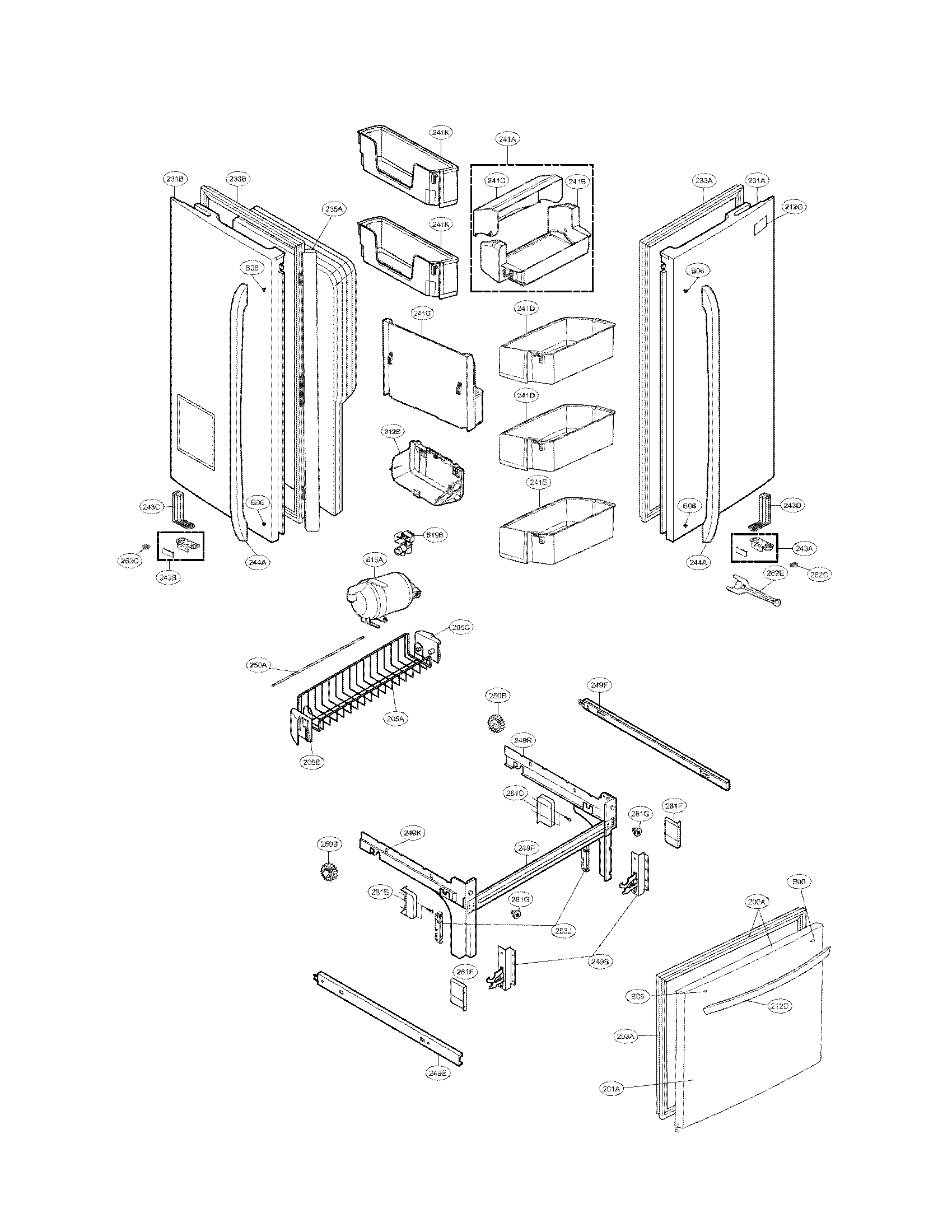 Kenmore Elite 79571069010 door parts diagram