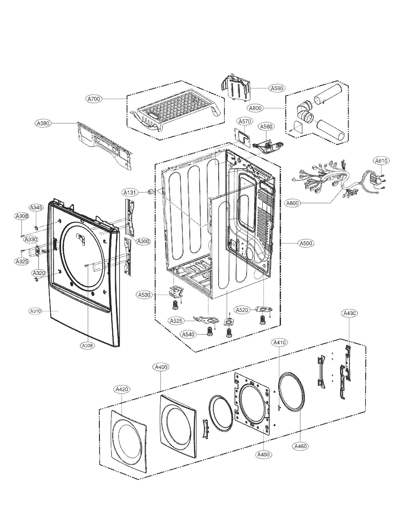 Kenmore Elite 79681072310 cabinet and door assembly parts diagram