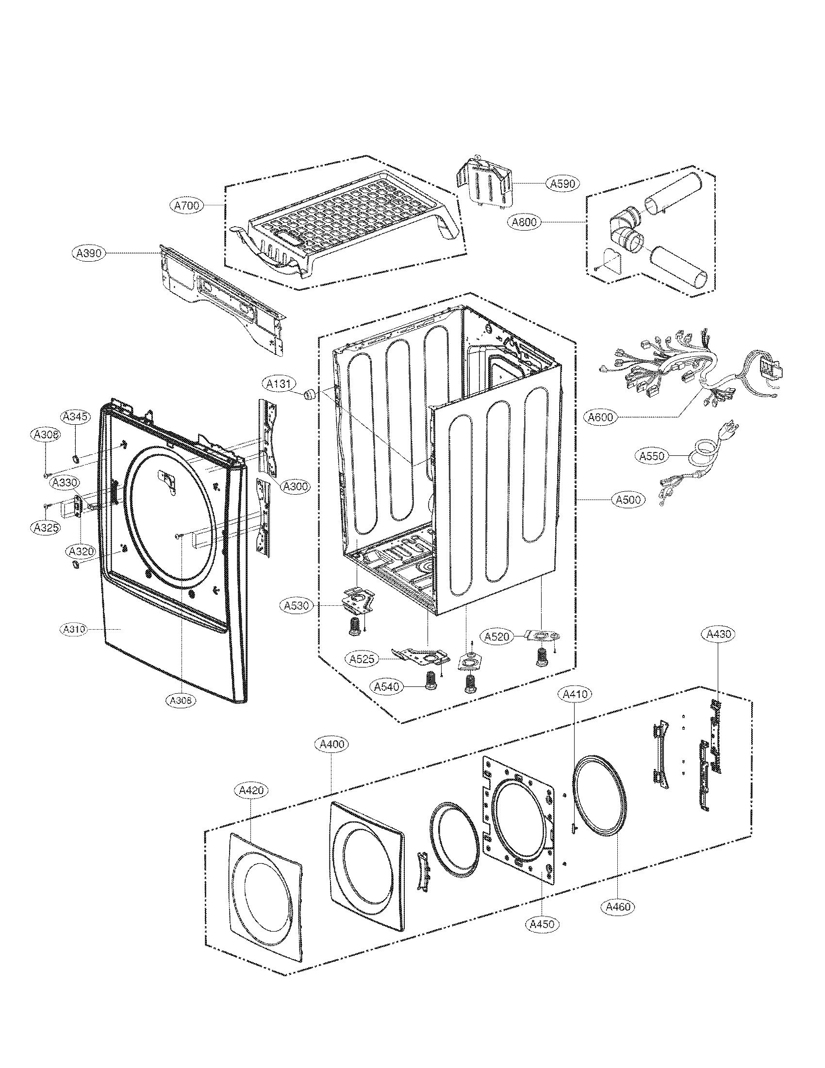 Kenmore Elite 79691073310 cabinet and door assembly parts diagram