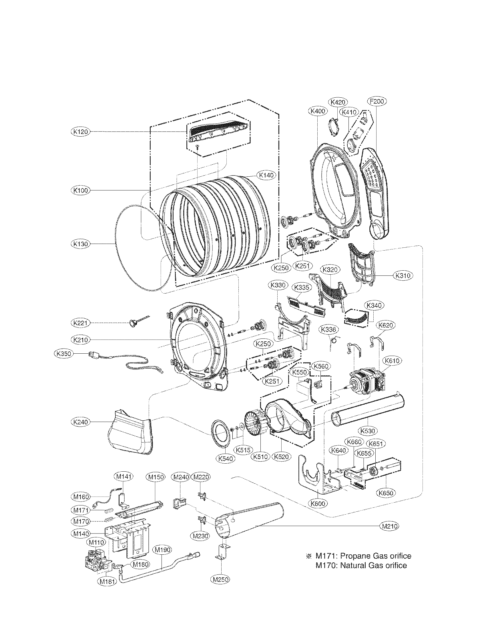 Kenmore Elite 79691073310 drum and motor assembly parts diagram