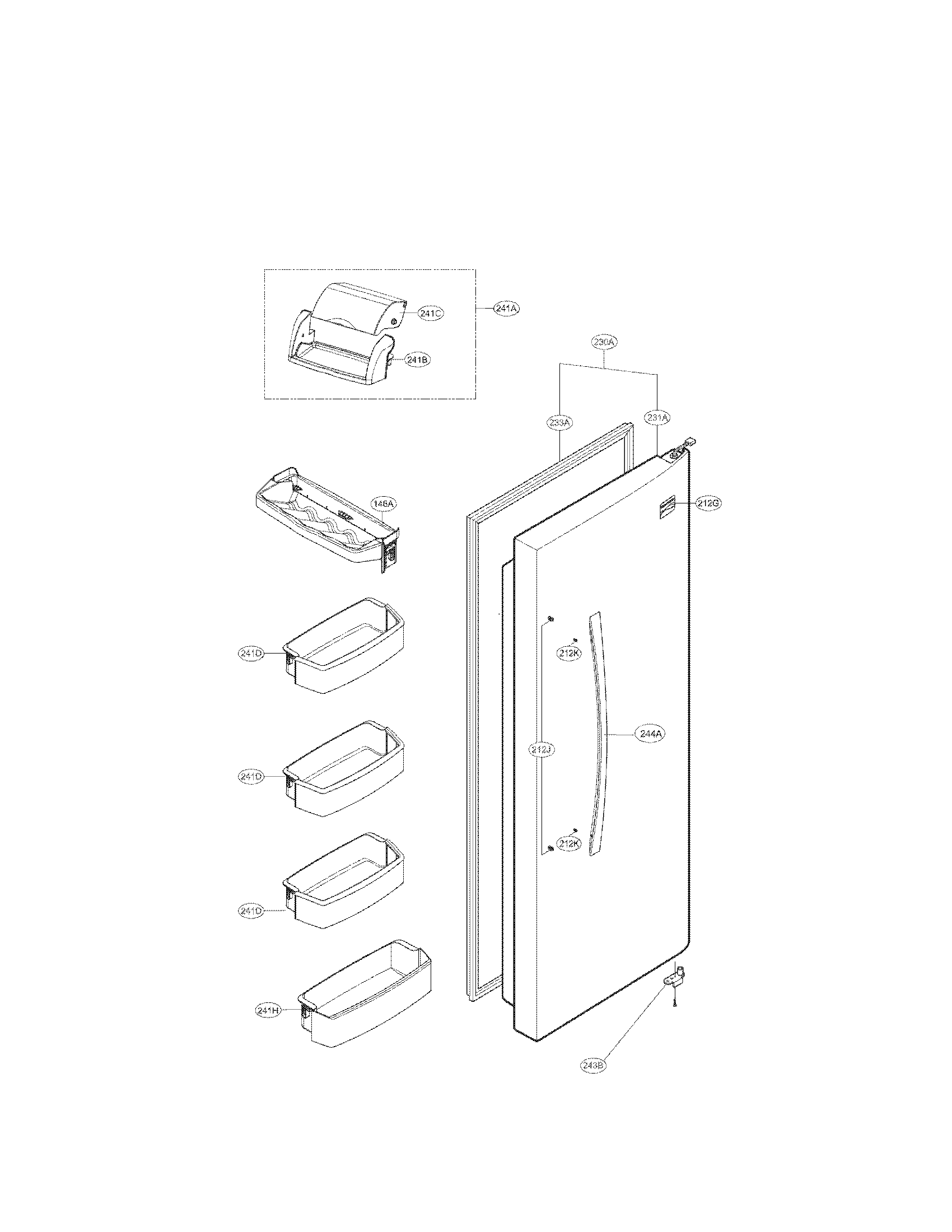 Kenmore Elite 79551373011 refrigerator door parts diagram