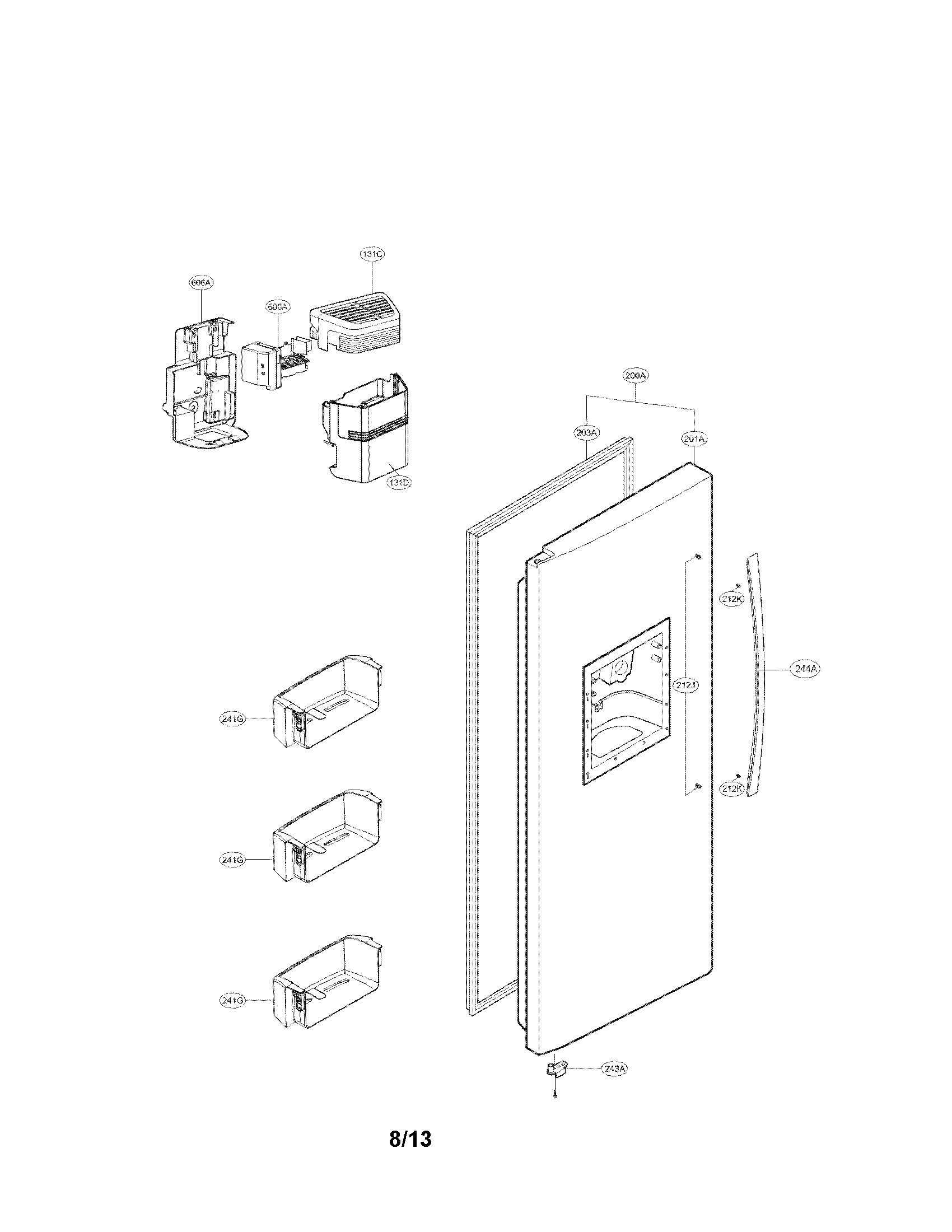 Kenmore Elite 79551379011 freezer door parts diagram