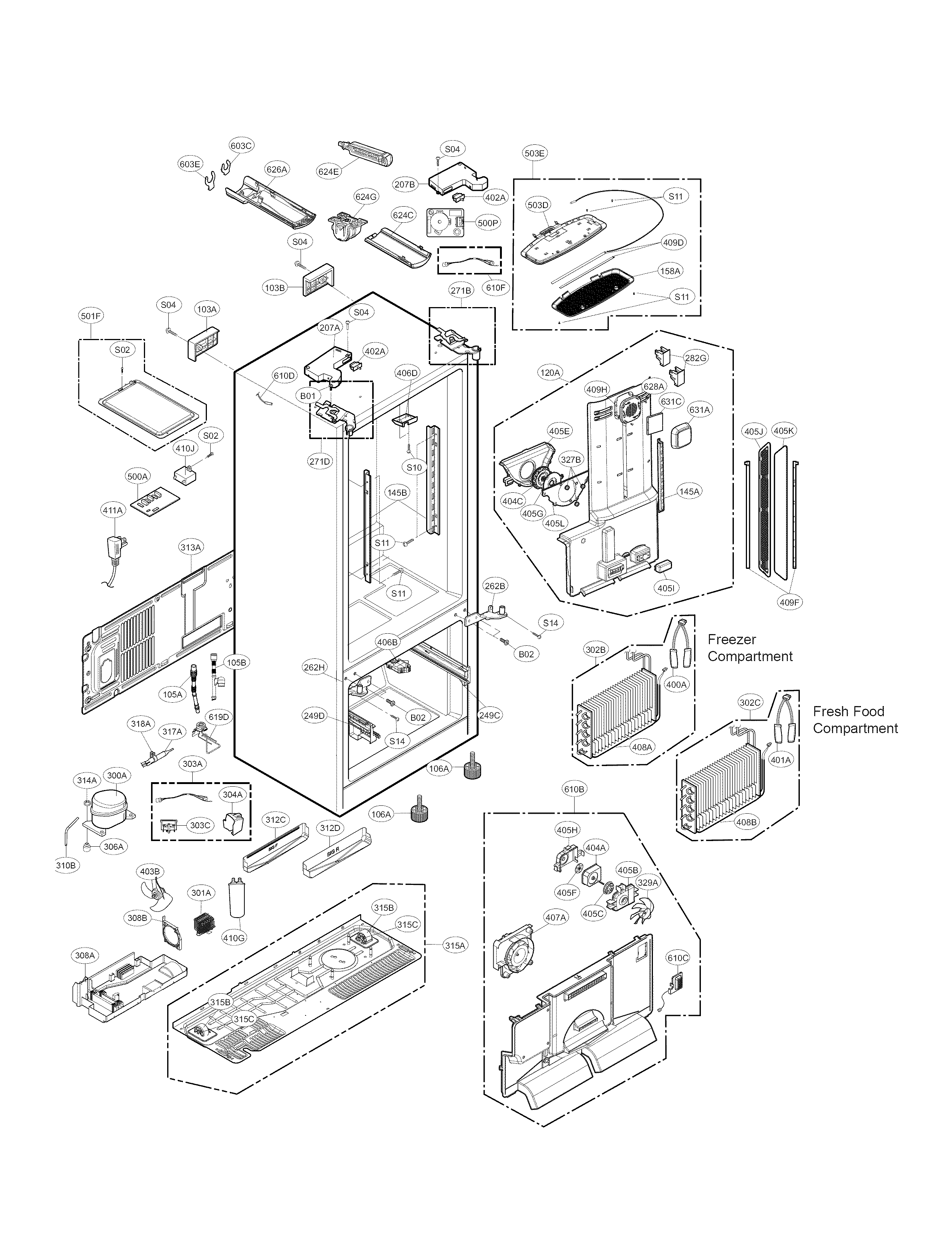 Kenmore Elite 79572049316 case parts diagram