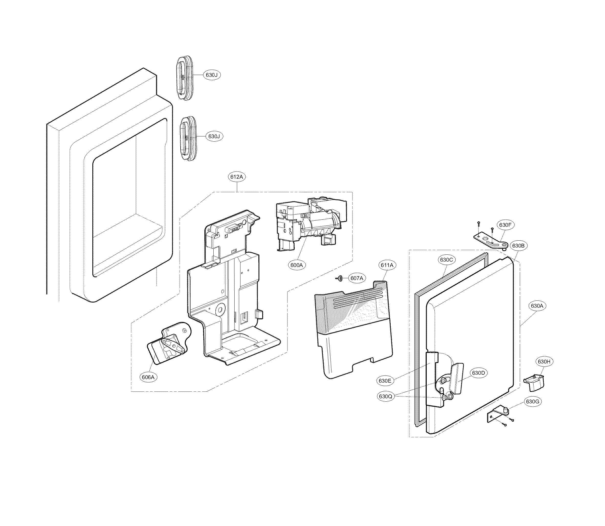 Kenmore Elite 79572049316 ice maker and ice bank parts diagram
