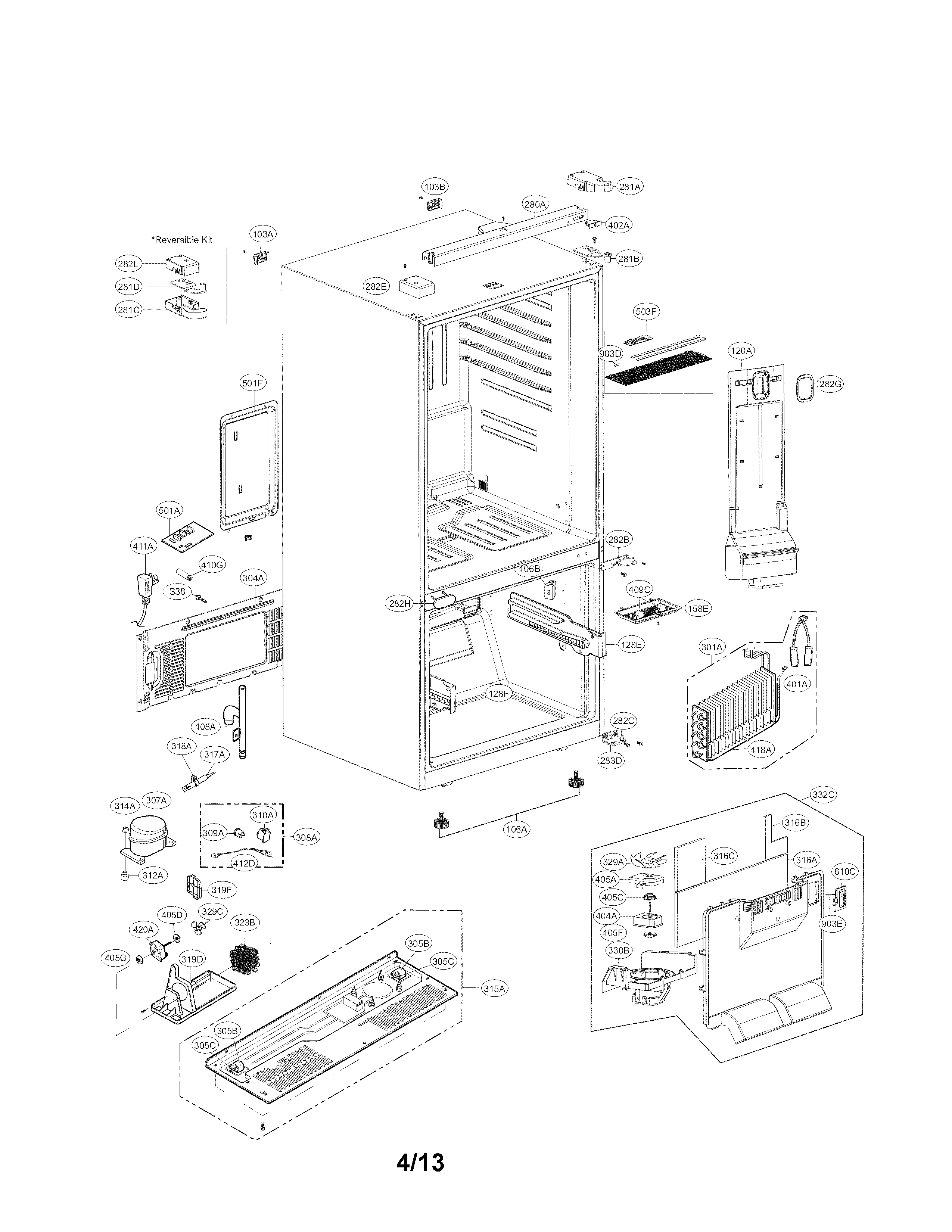 Kenmore Elite 79578024310 case parts diagram