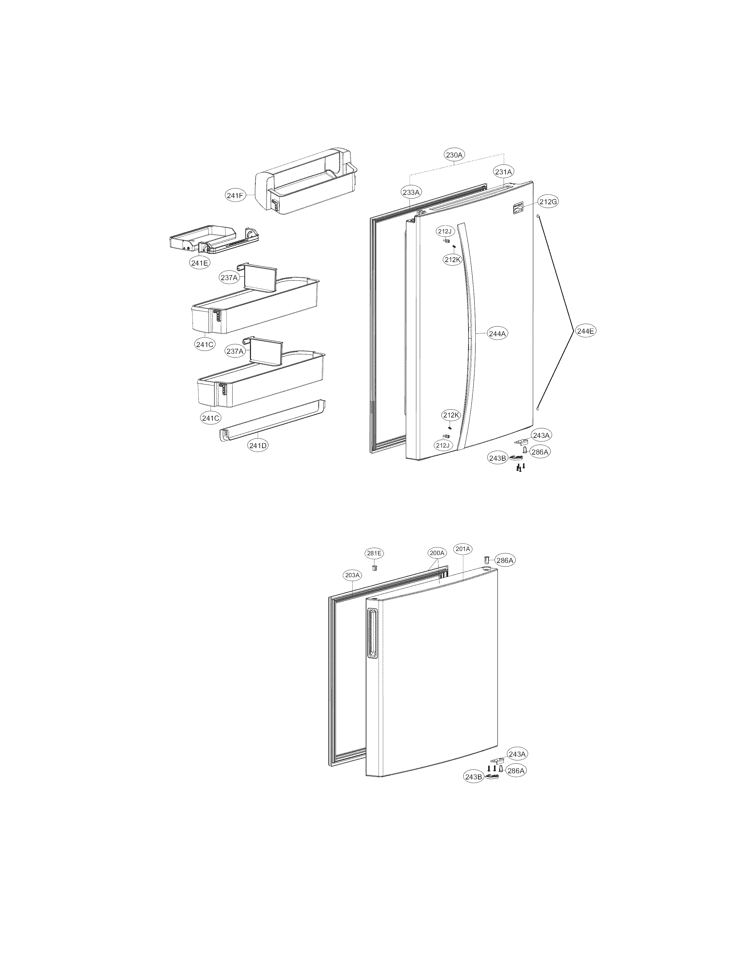 Kenmore Elite 79578024310 door parts diagram