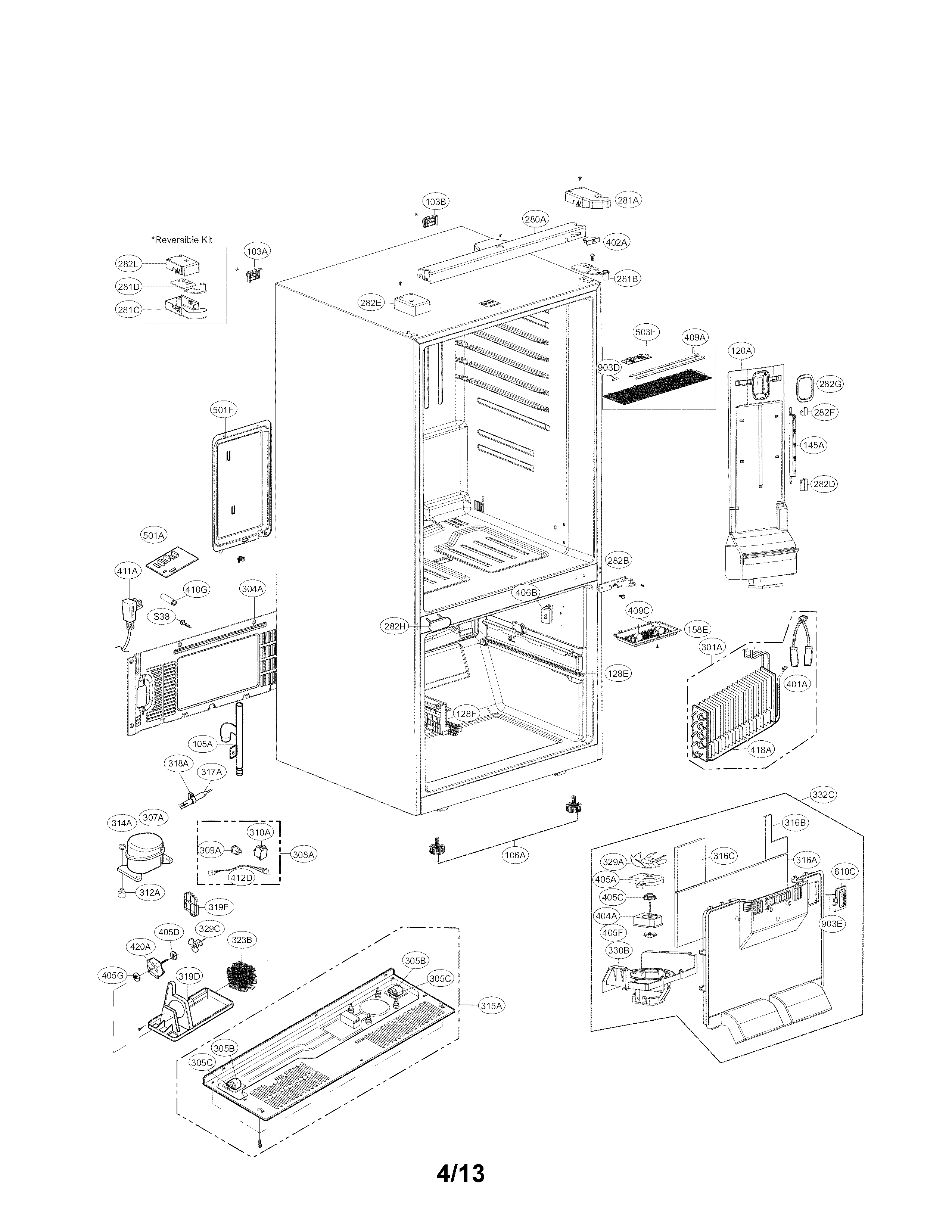 Kenmore Elite 79579024310 case parts diagram