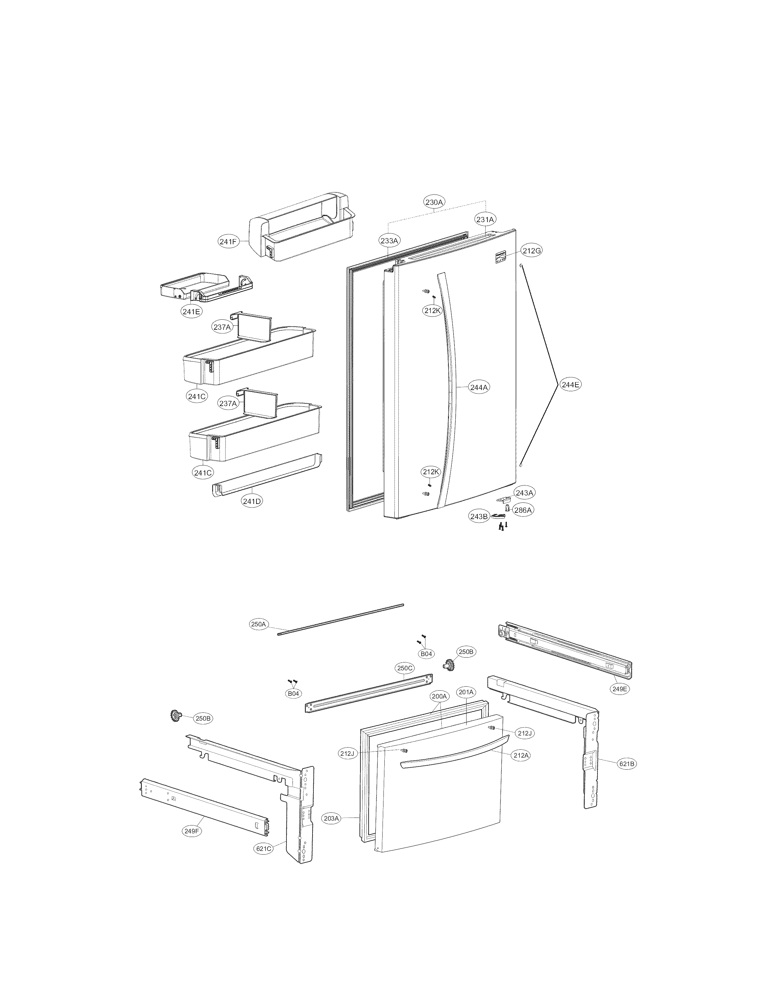 Kenmore Elite 79579043310 door parts diagram
