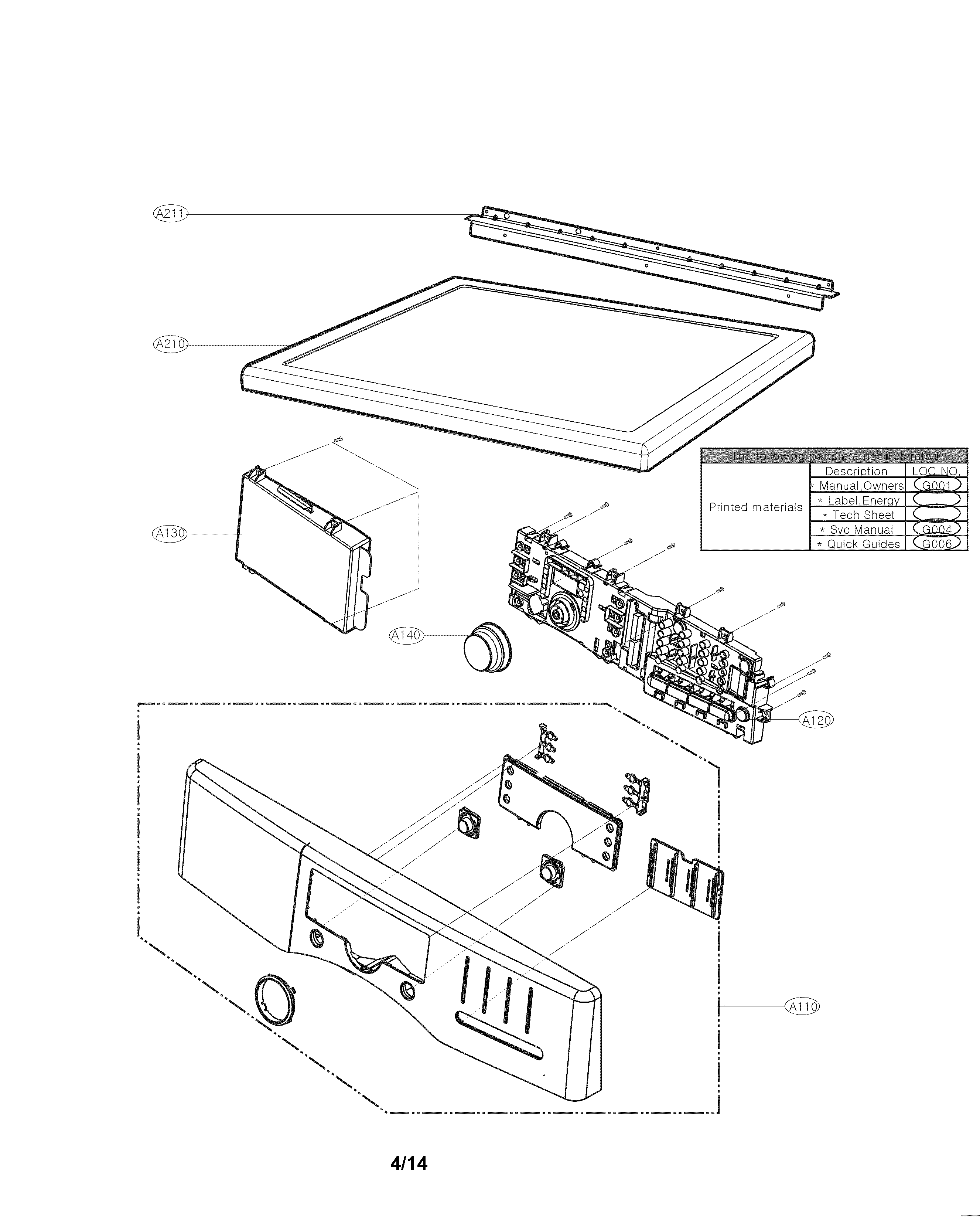 Kenmore 79691282310 control panel parts diagram
