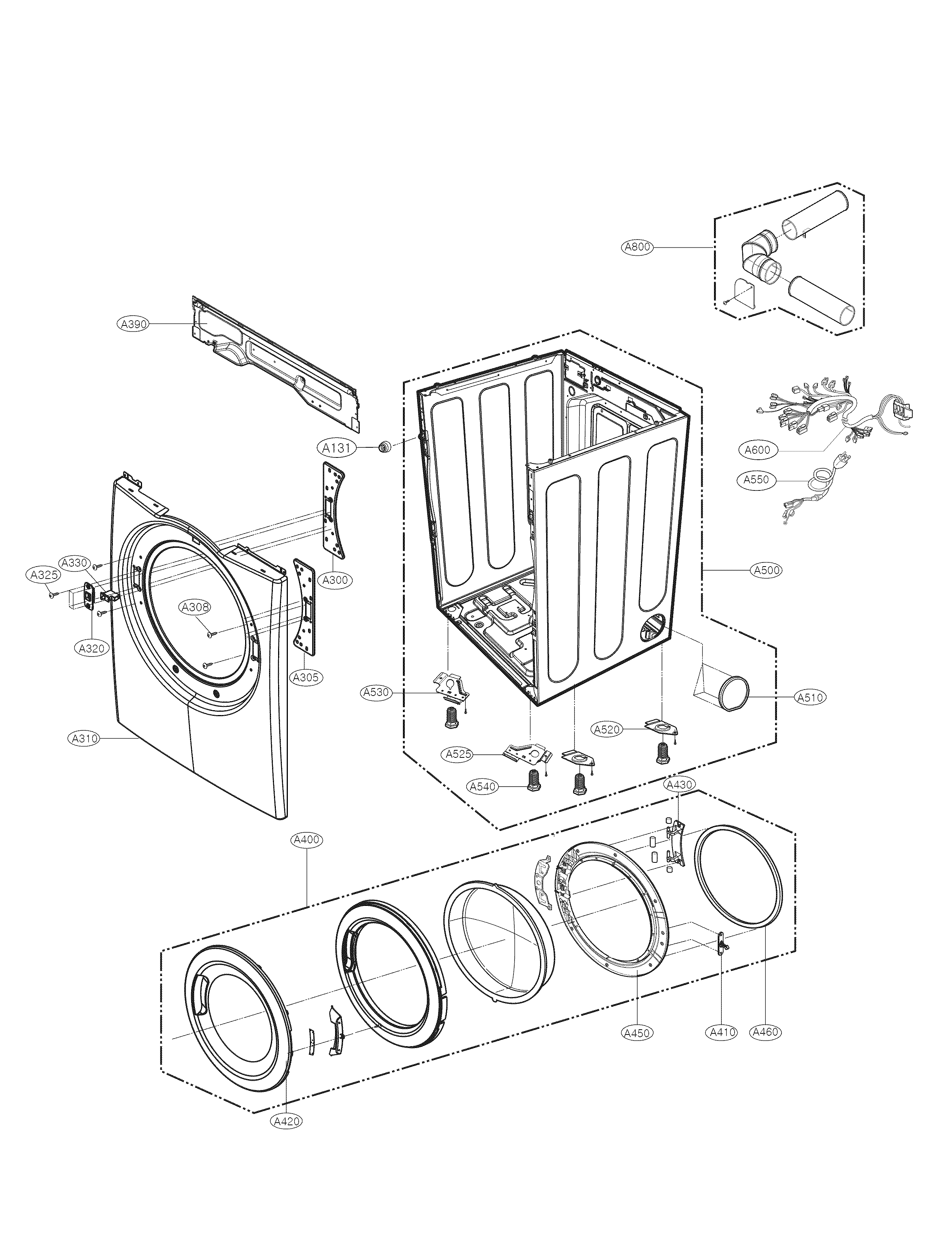 Kenmore 79691282310 cabinet and door parts diagram