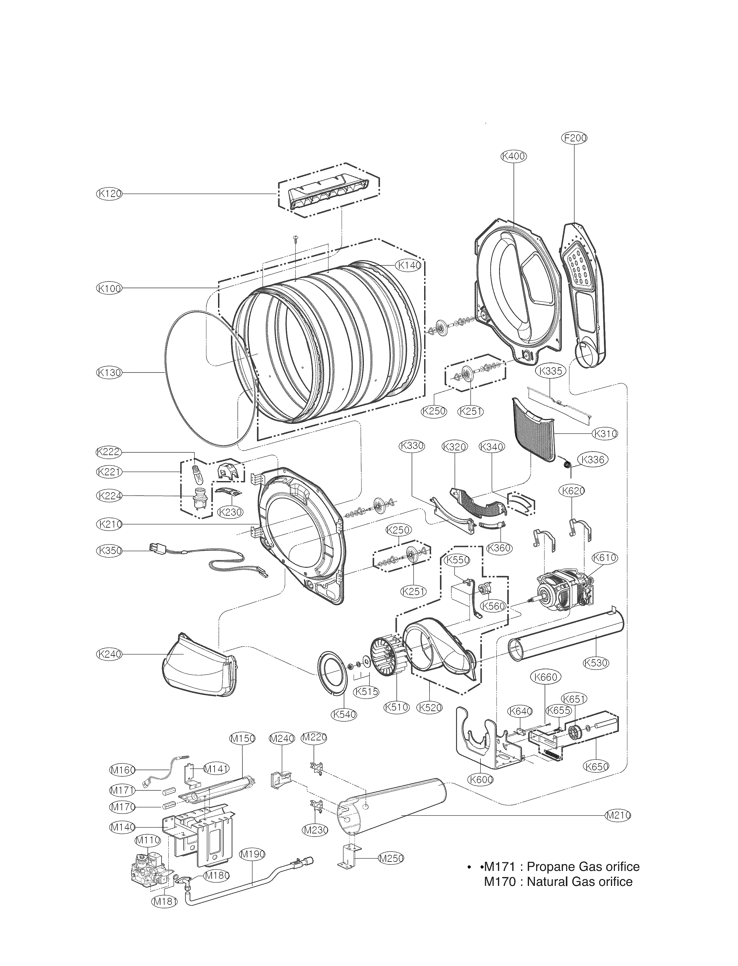 Kenmore 79691282310 drum and motor assembly parts diagram