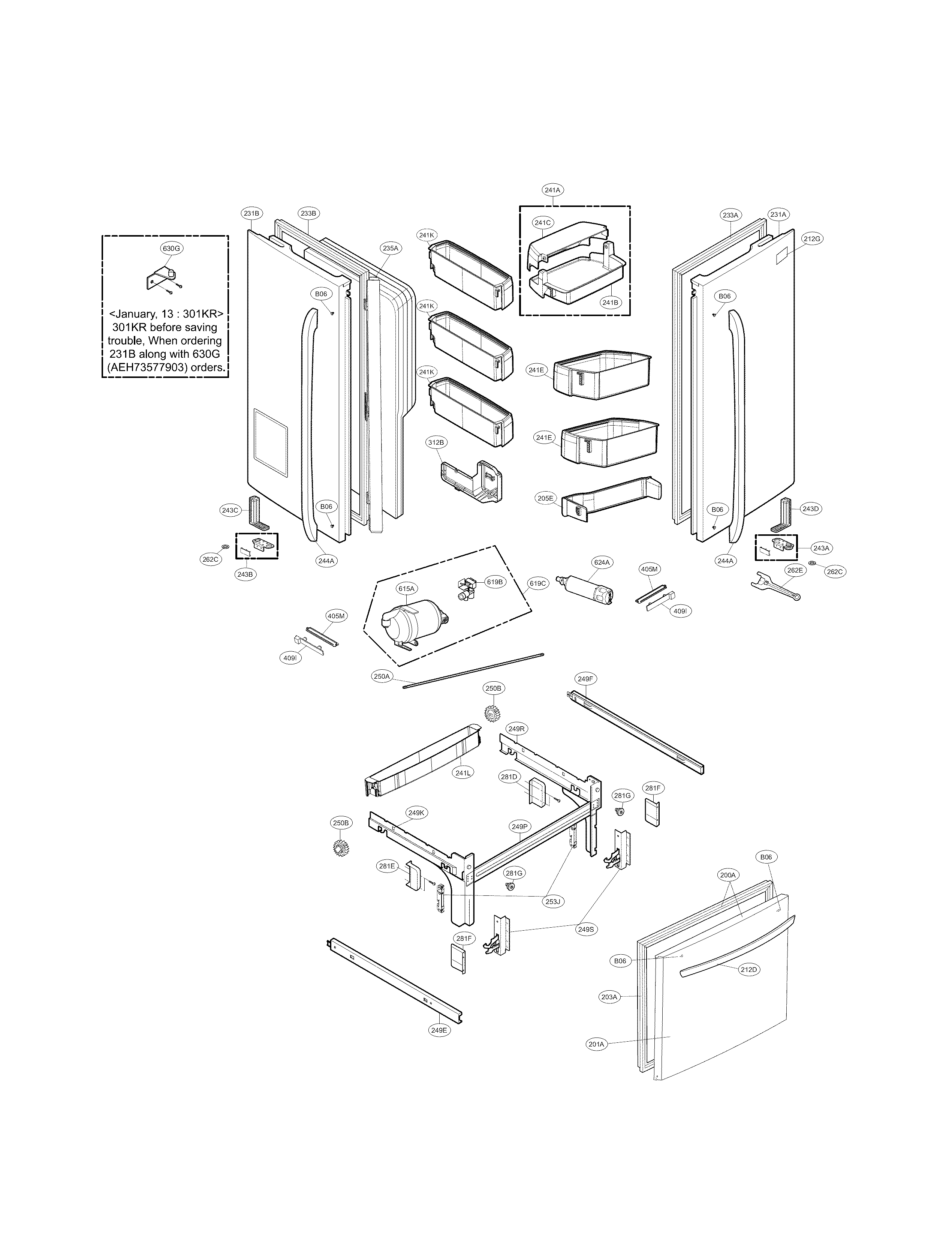 Kenmore Elite 79572052114 door parts diagram