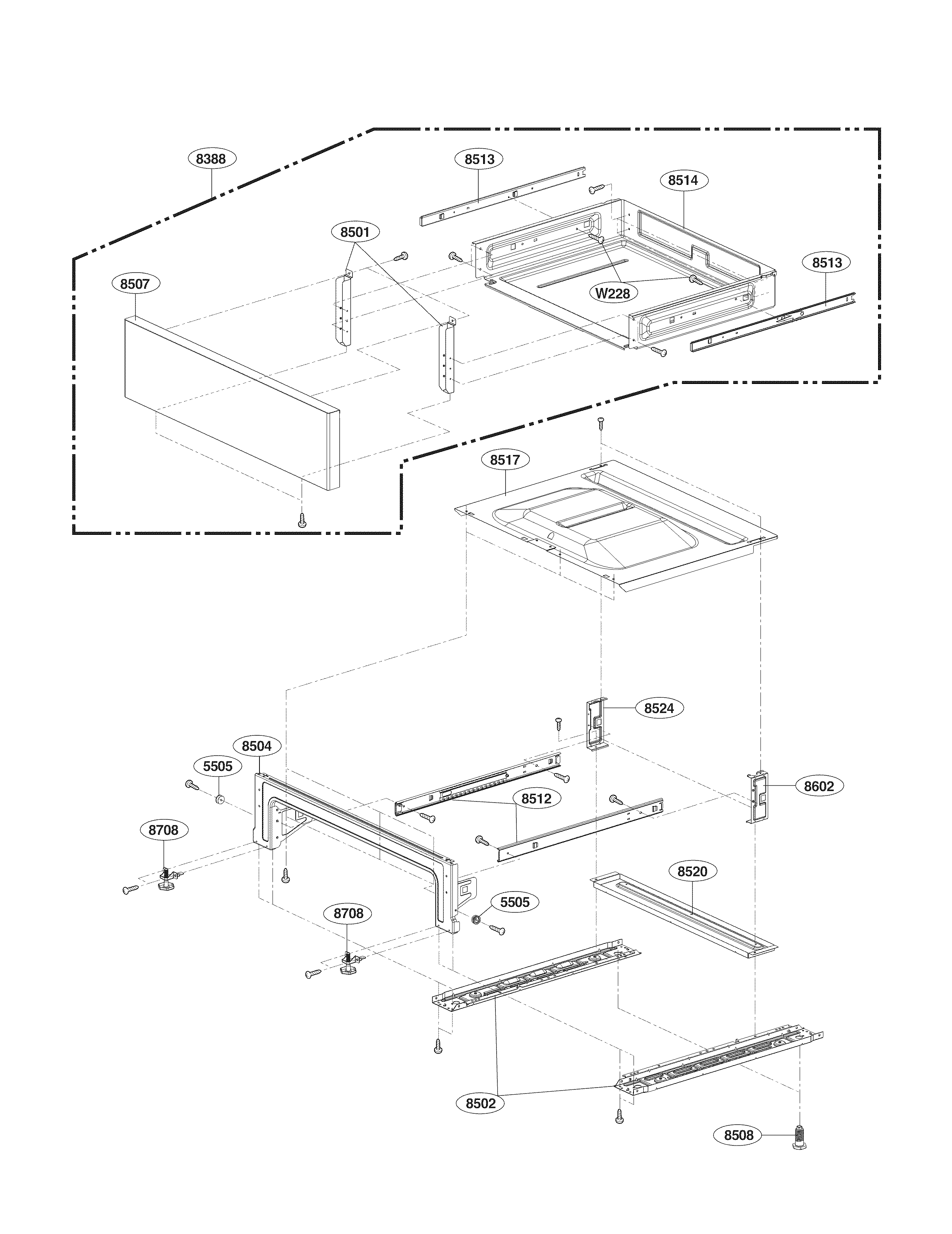 LG LRE3083SB/00 drawer assembly parts diagram