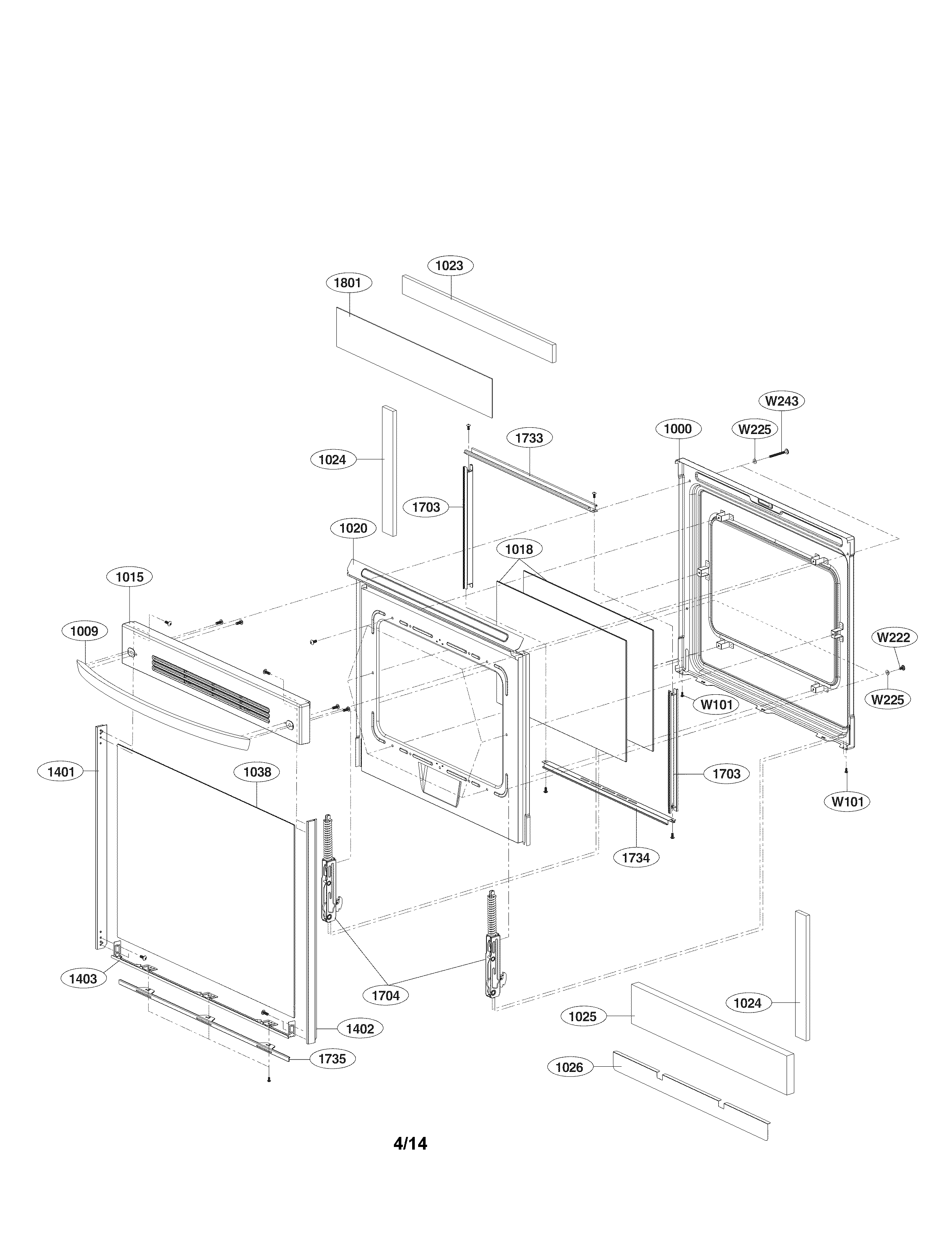 LG LRE3083SW/00 door assembly parts diagram