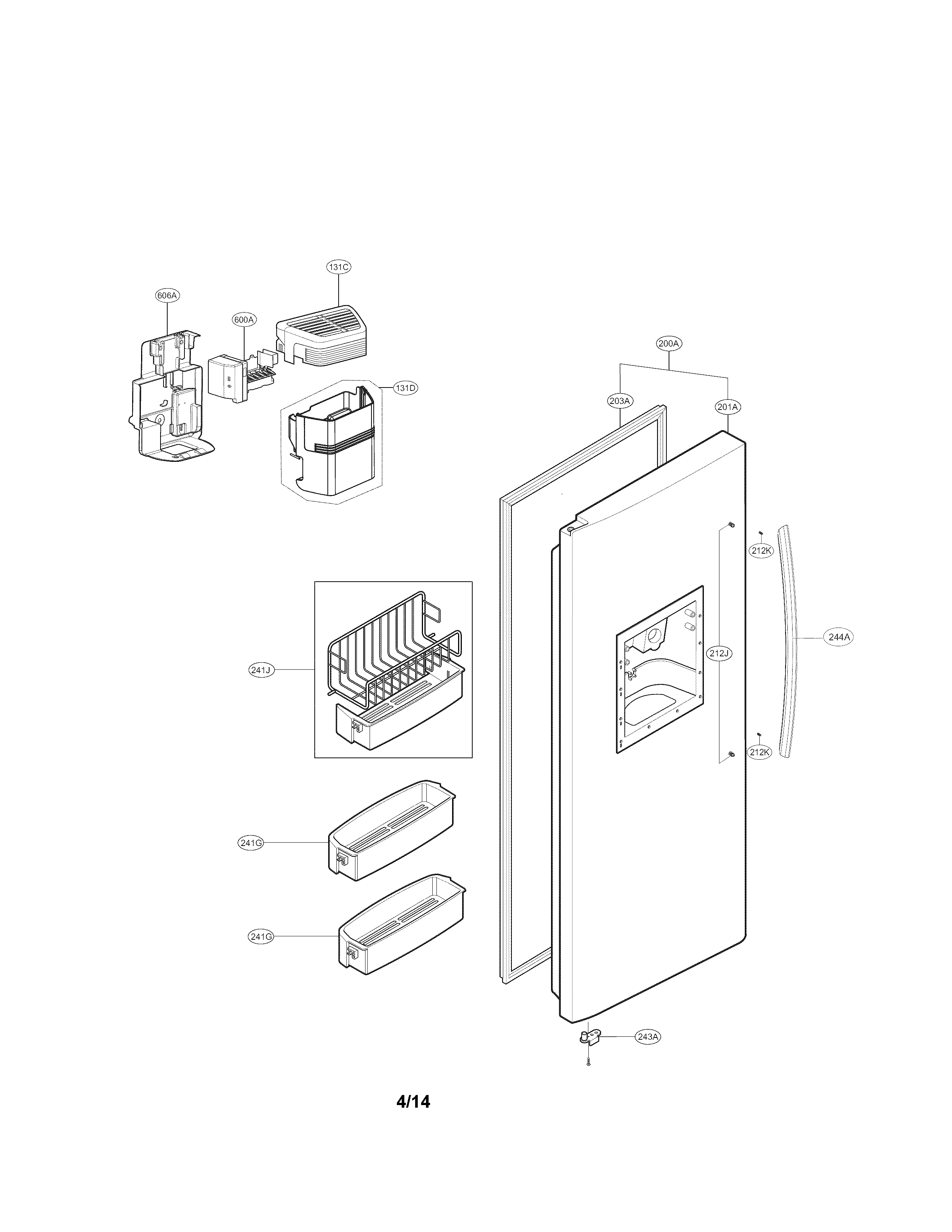 LG LSC27937ST freezer door parts diagram