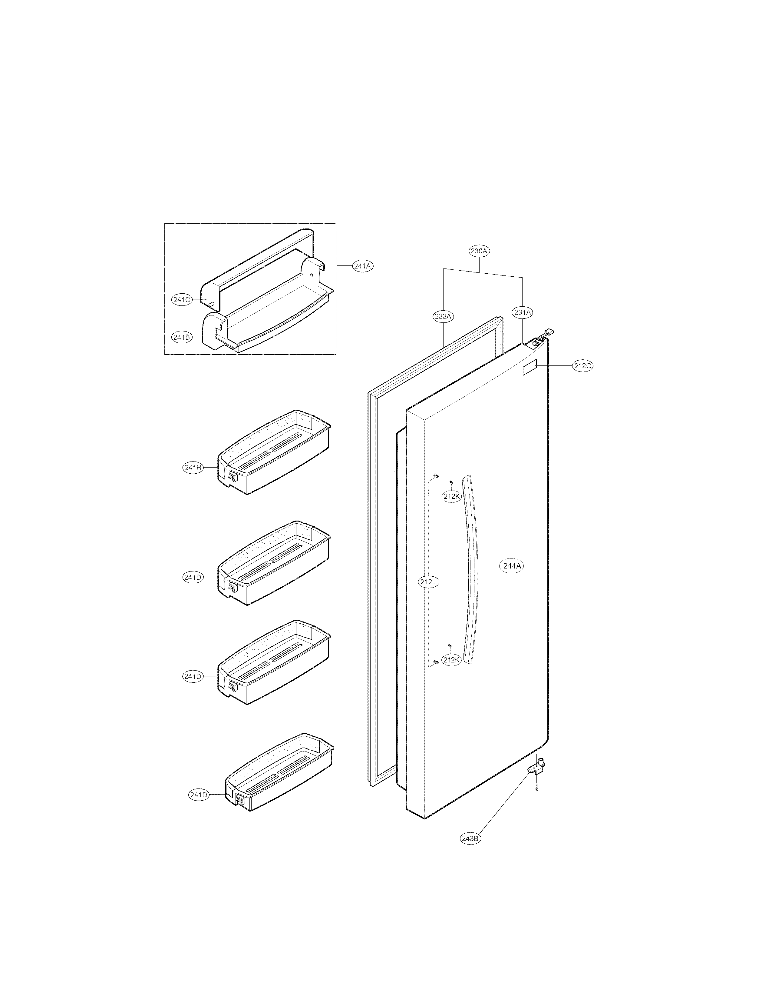 LG LSC27937ST refrigerator door parts diagram