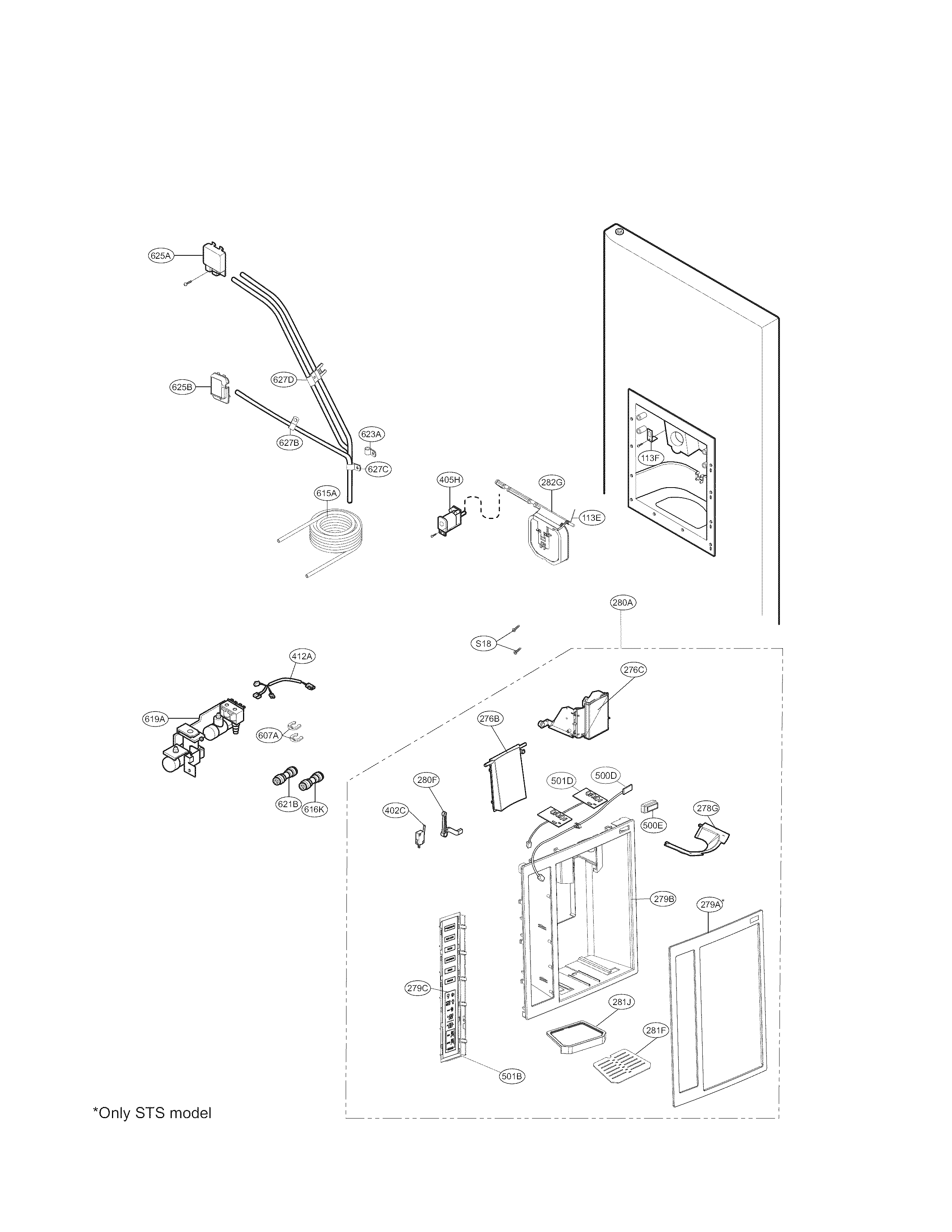 LG LSC27937ST ice and dispenser parts diagram