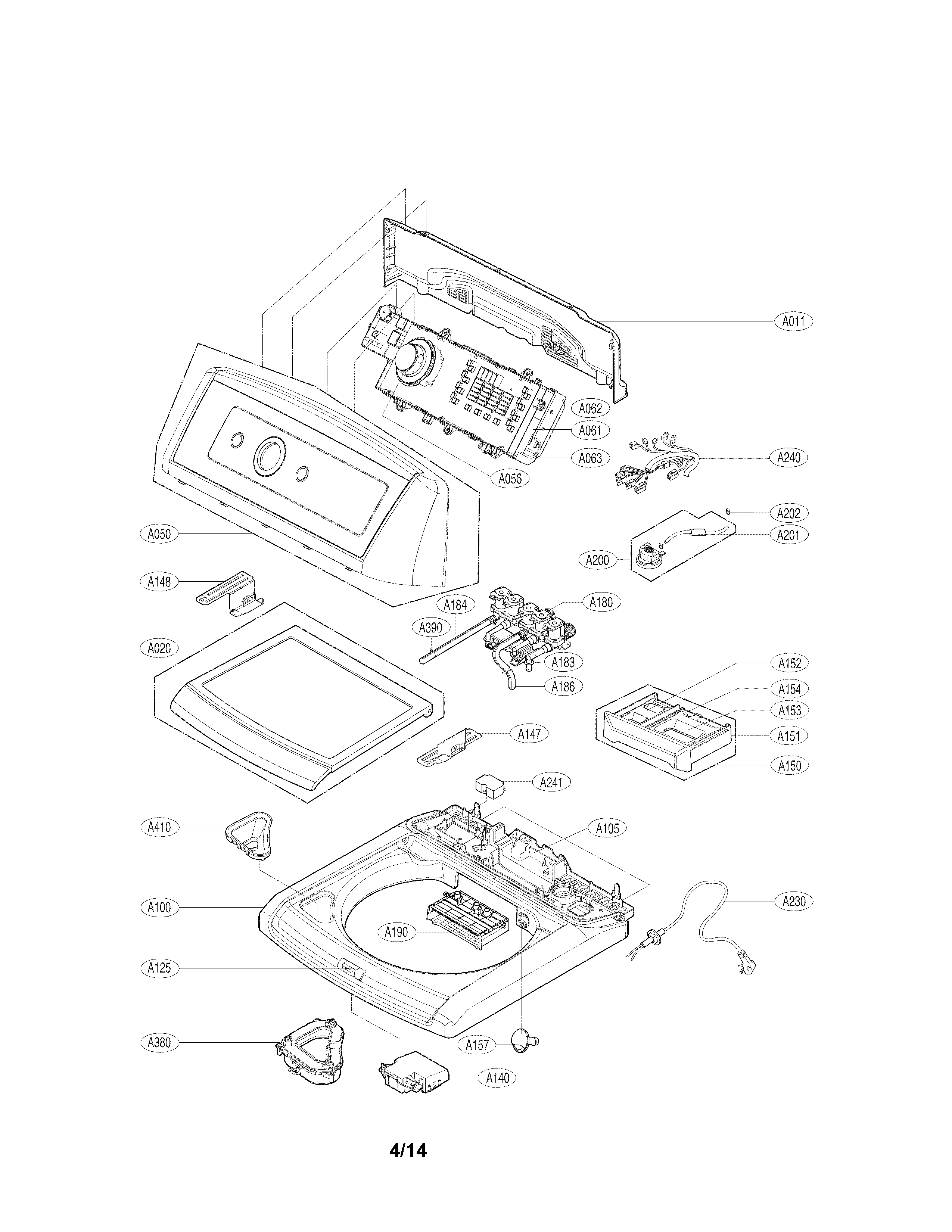 LG WT5680HWA top cover parts diagram