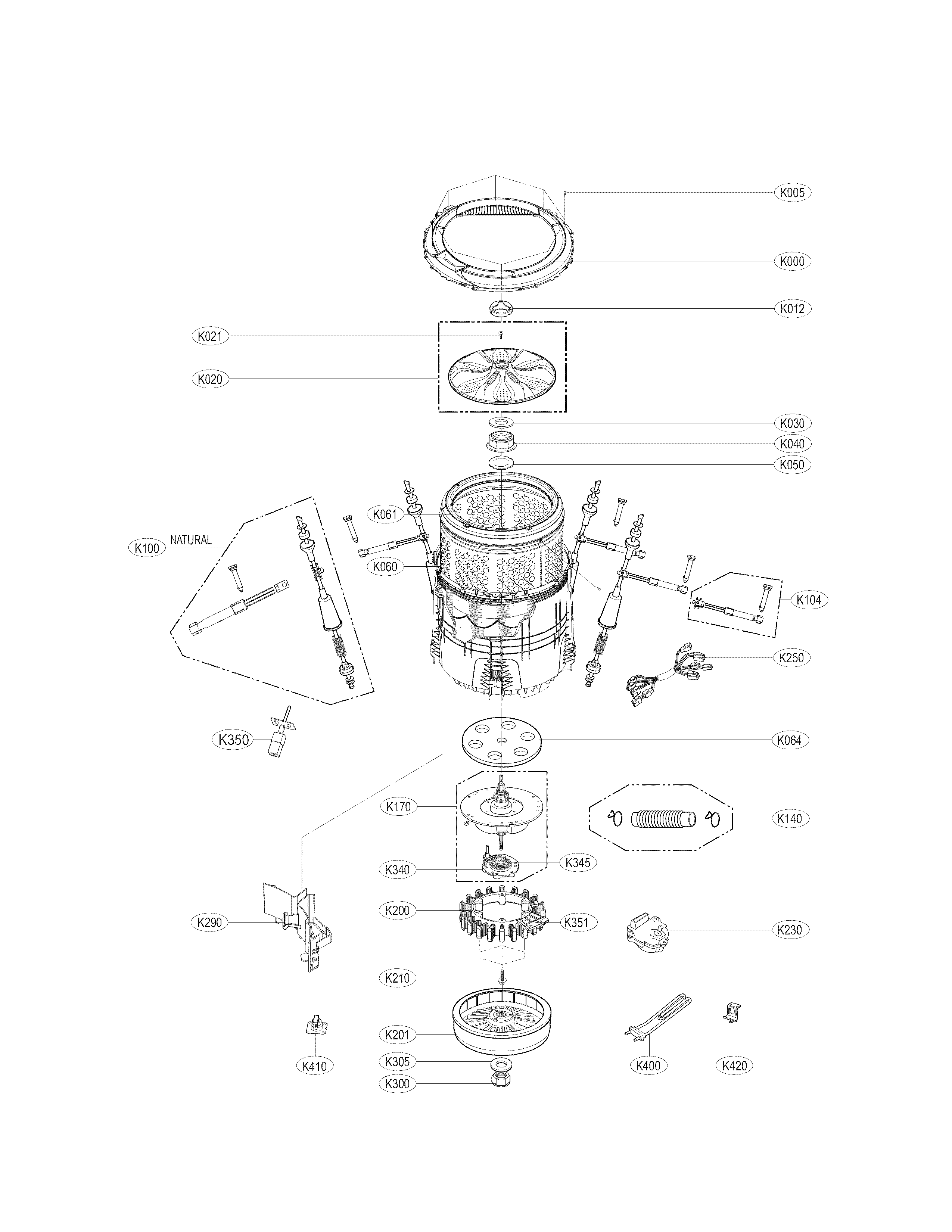 LG WT5680HWA tub assembly part diagram