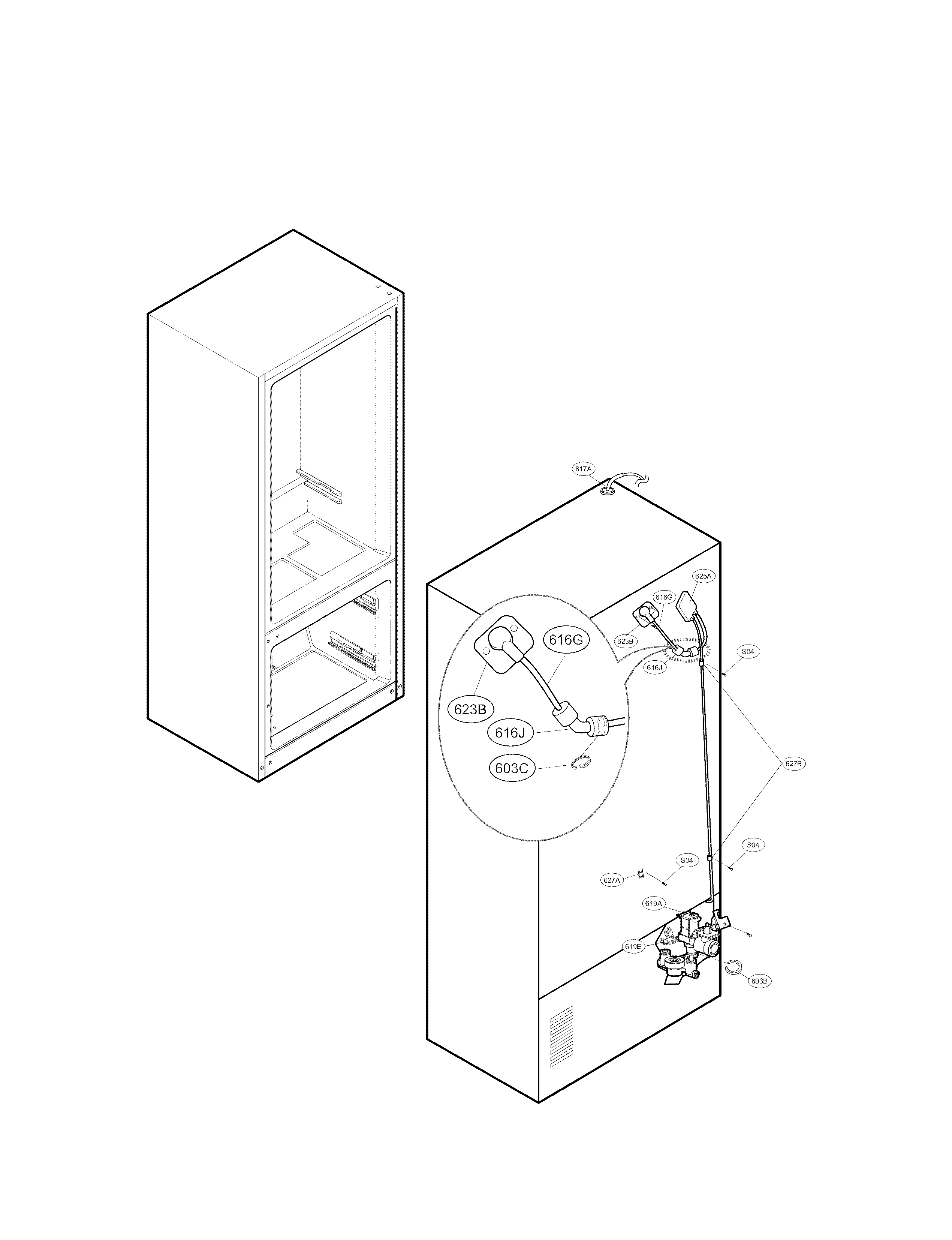 LG LMX30995ST/00 valve and water parts diagram