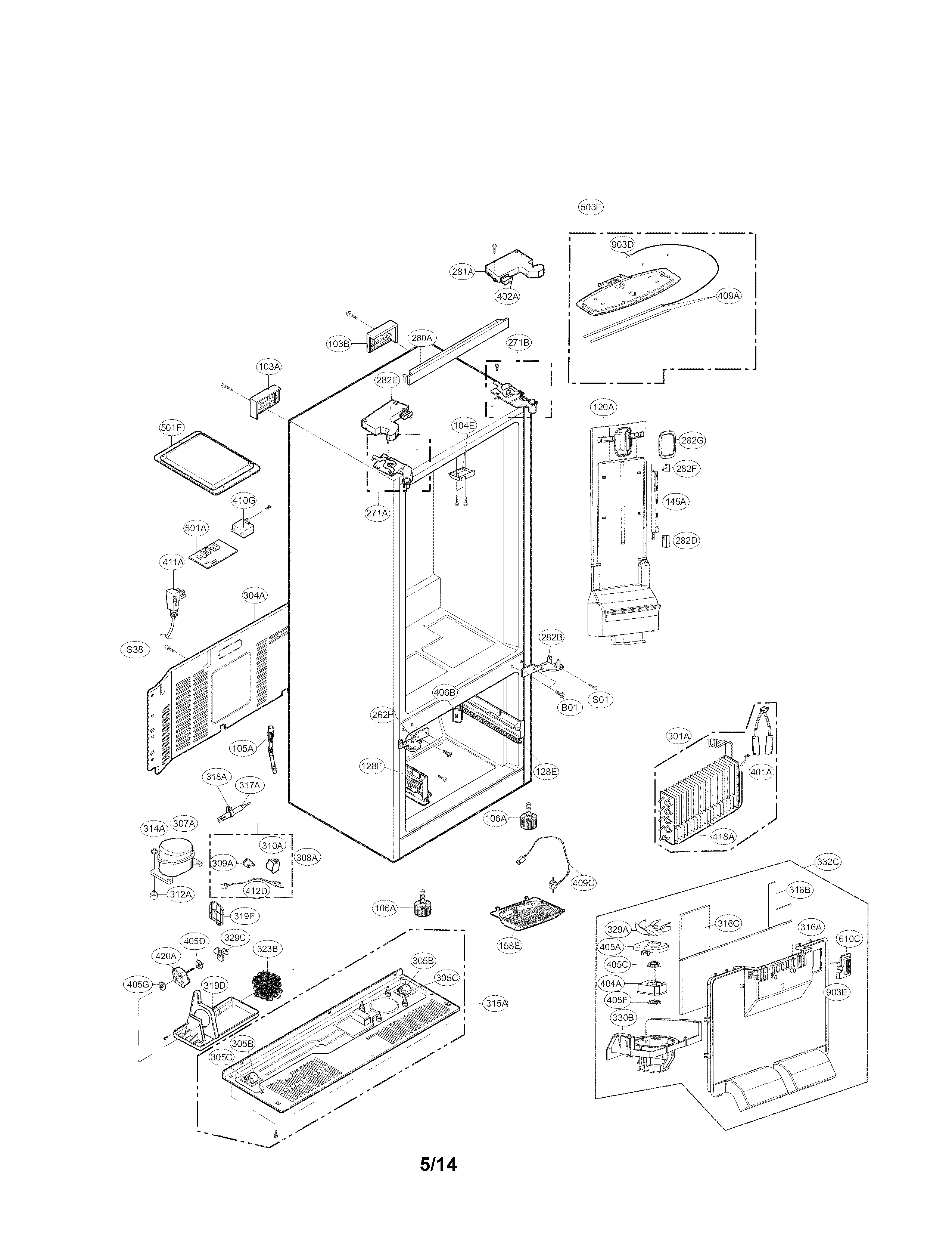 Kenmore 79571314310 case parts diagram