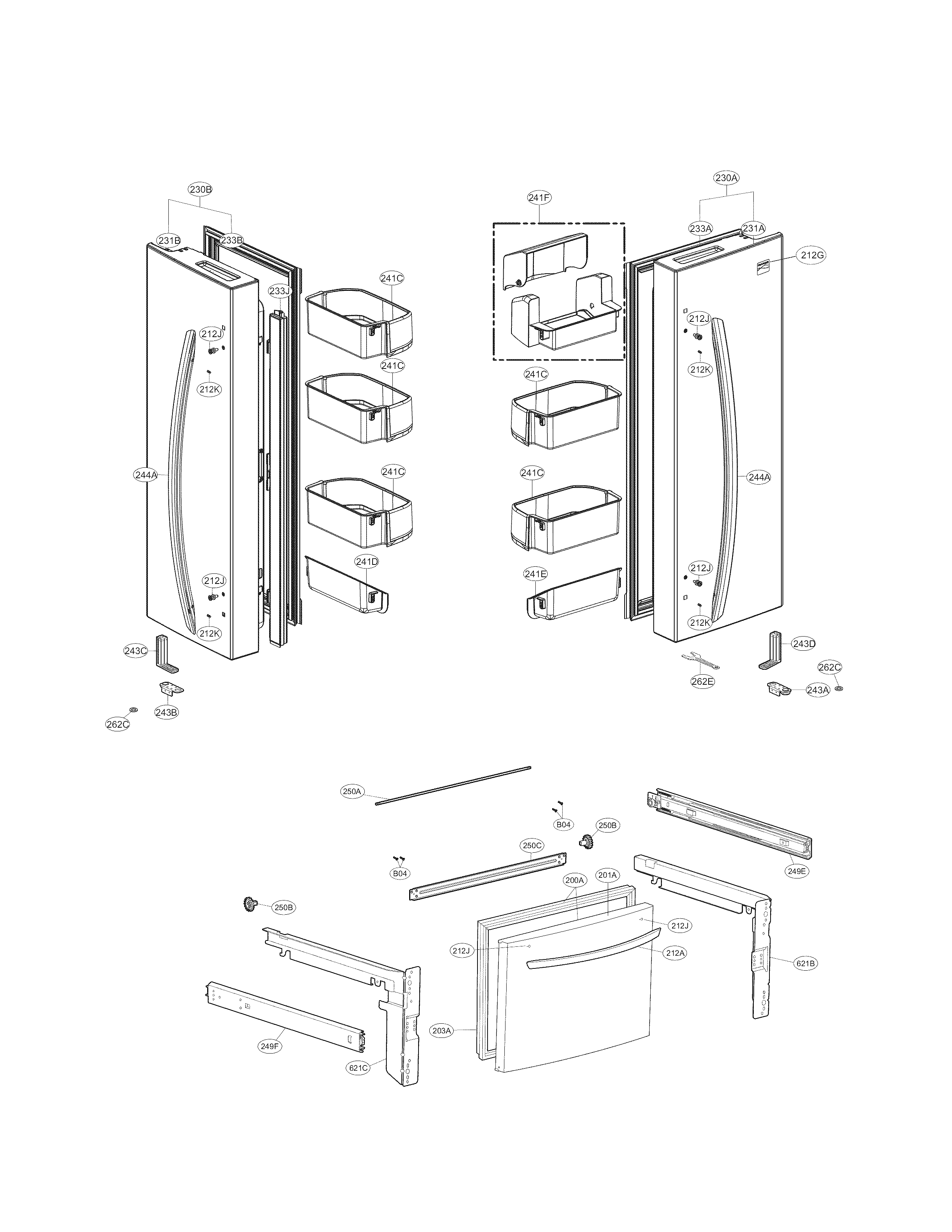 Kenmore 79571314310 door parts diagram