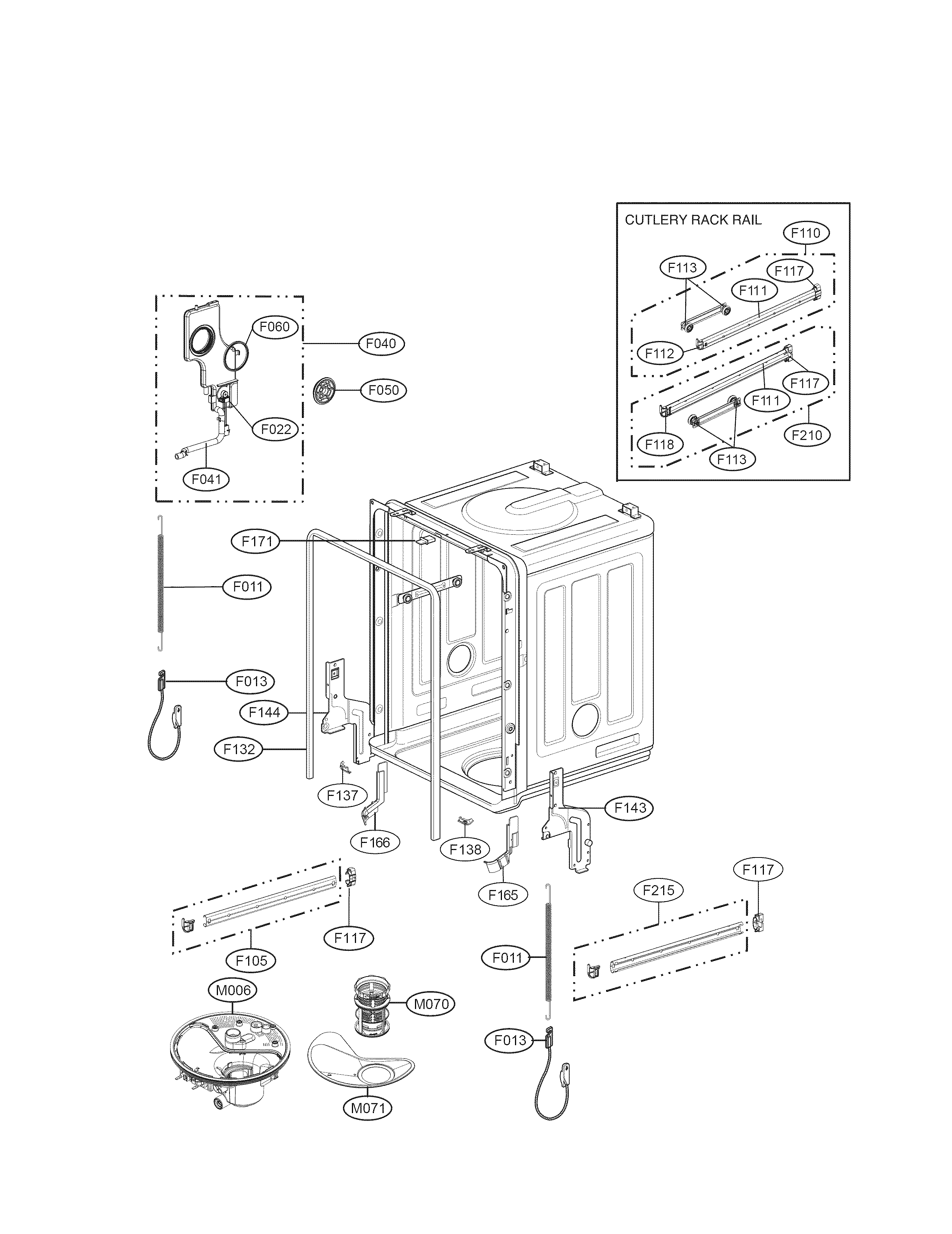LG LDF7774ST tub assembly parts diagram