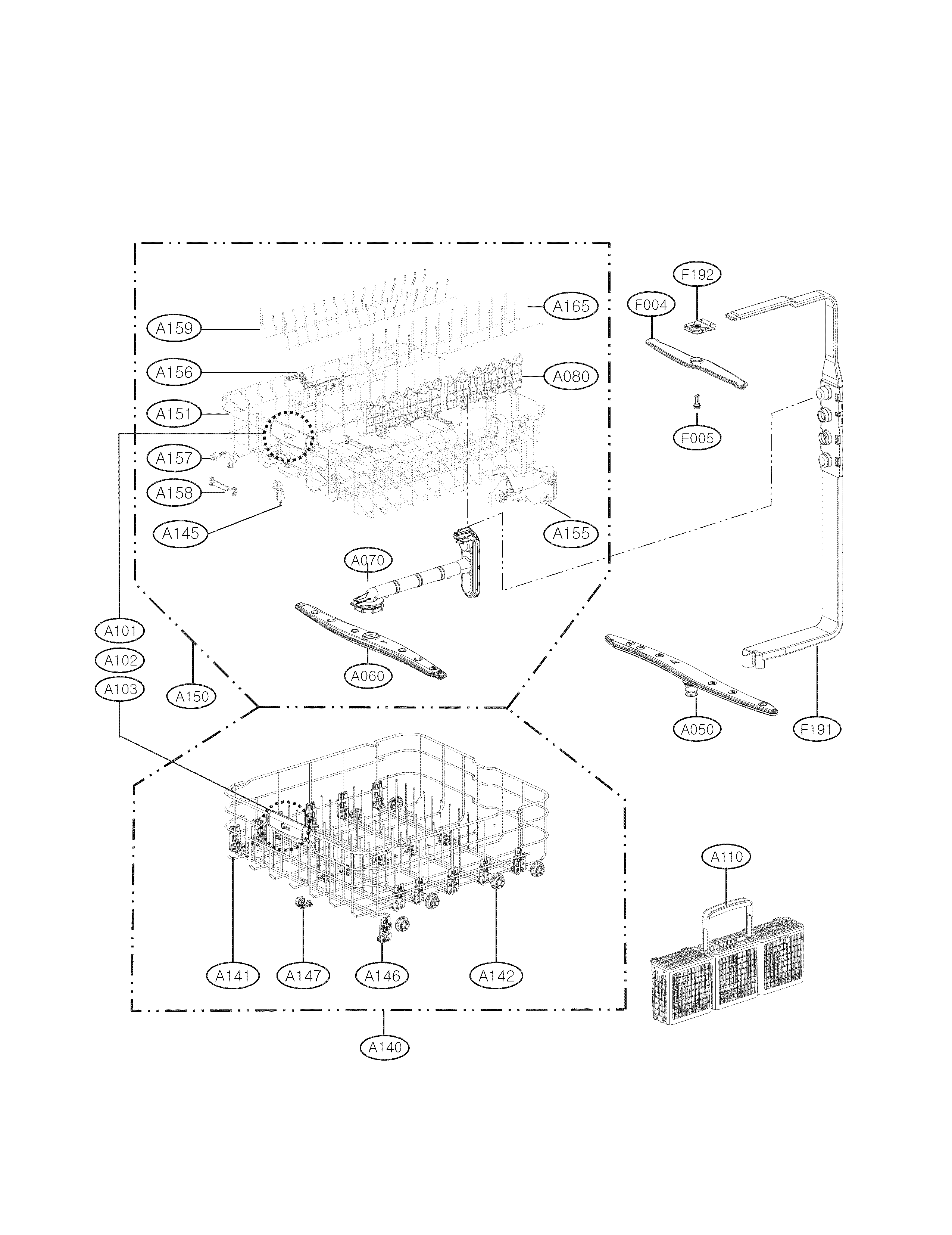 LG LDF7774ST rack assembly parts diagram
