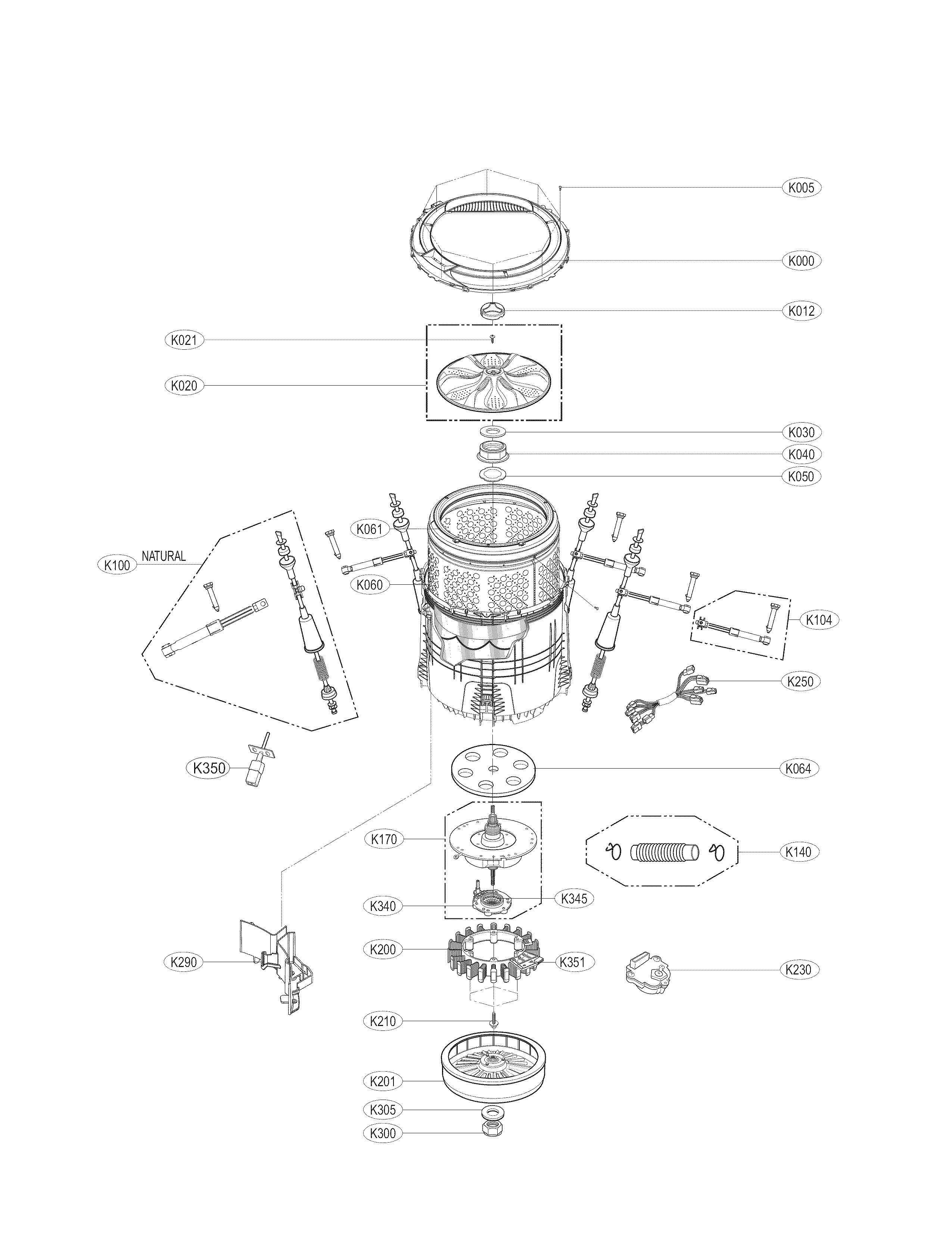 Kenmore Elite 79631412310 tub parts diagram