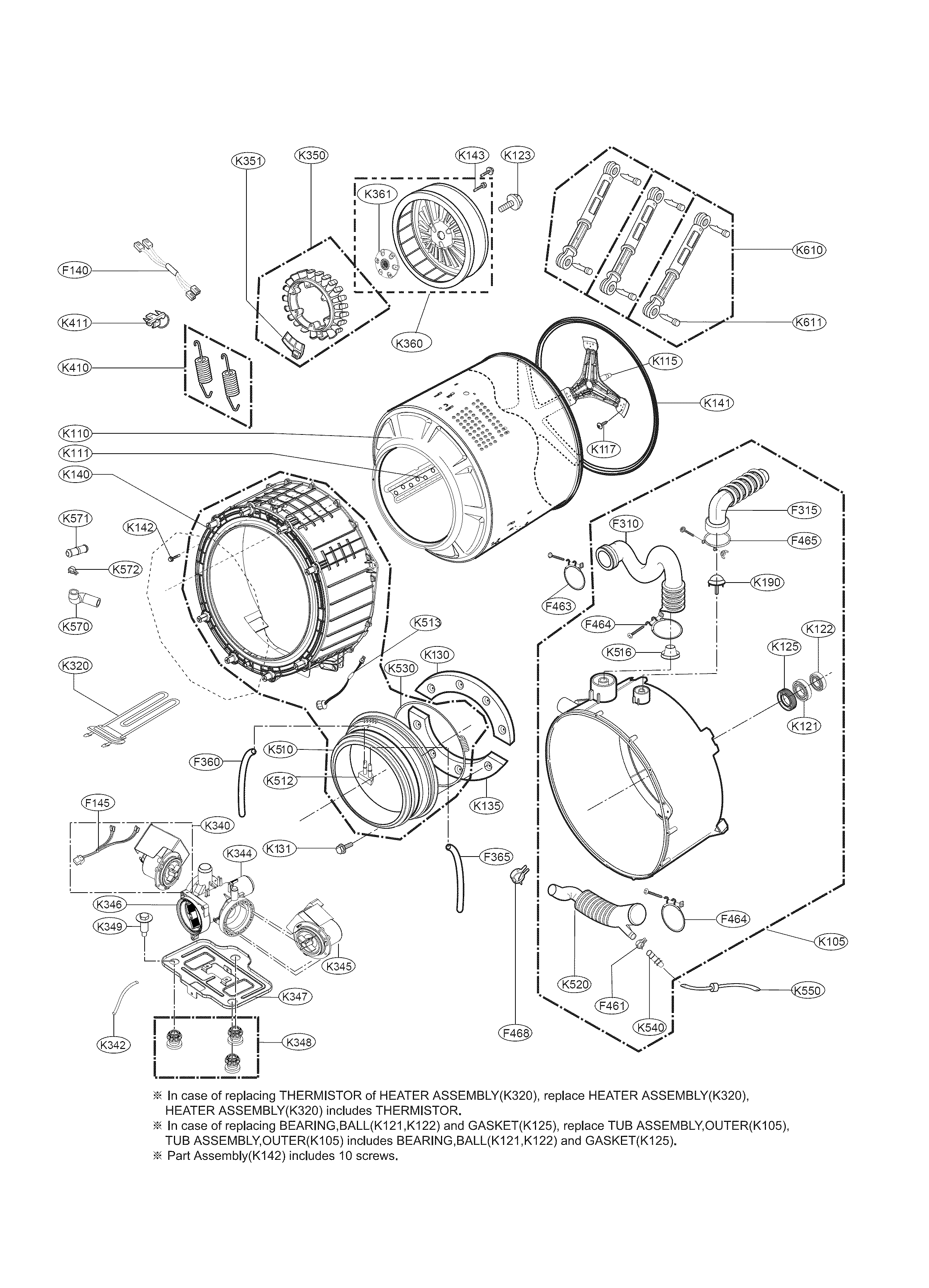Kenmore Elite 79641573210 drum and tub parts diagram