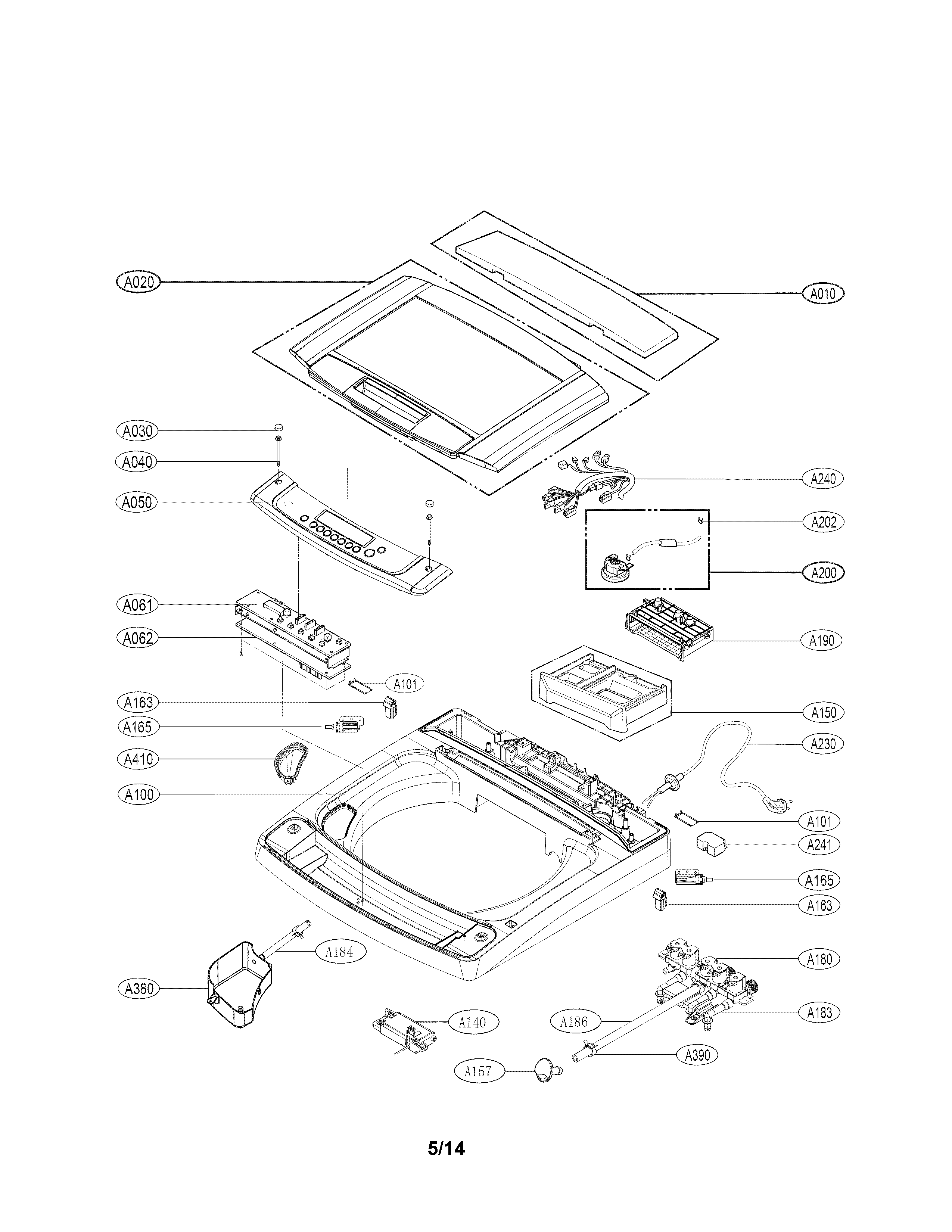LG WT1101CW/00 top cover parts diagram